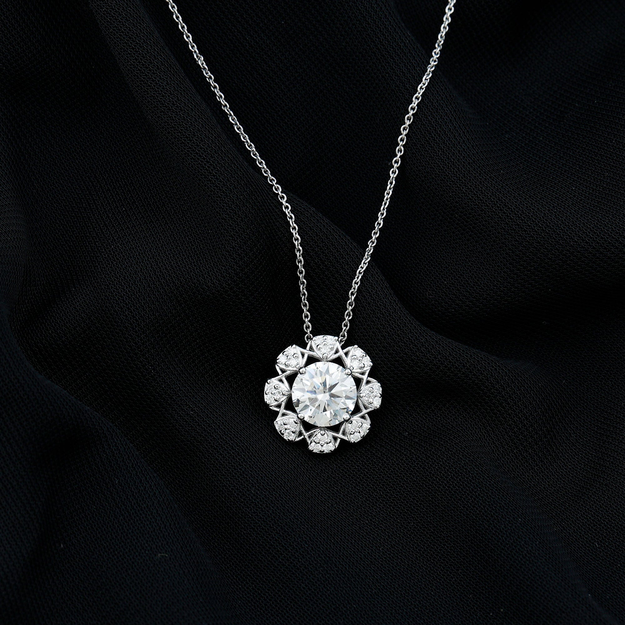 Certified 2 Carat Lab Grown Diamond Designer Solitaire Necklace Lab - ( EF-VS ) - Rosec Jewels