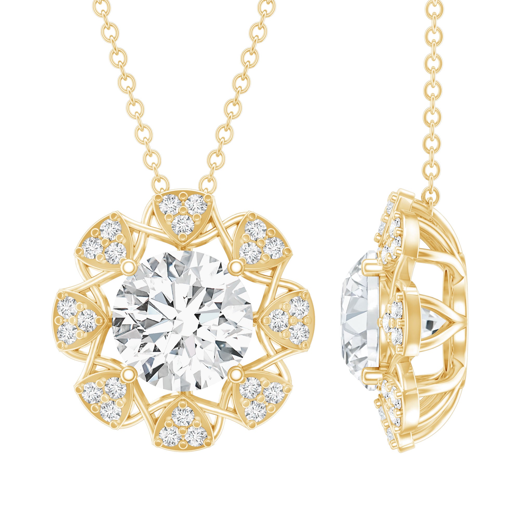 Certified 2 Carat Lab Grown Diamond Designer Solitaire Necklace Lab - ( EF-VS ) - Rosec Jewels