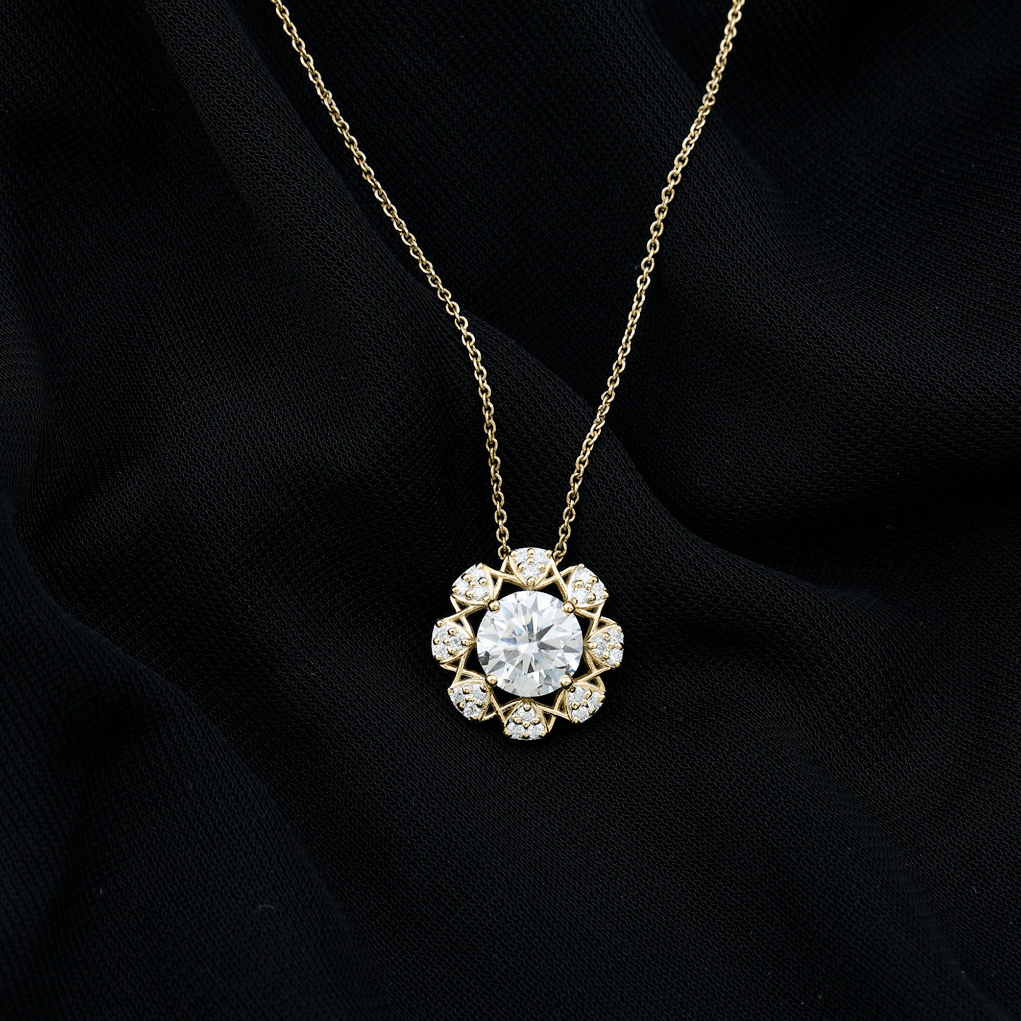 Certified 2 Carat Lab Grown Diamond Designer Solitaire Necklace Lab - ( EF-VS ) - Rosec Jewels