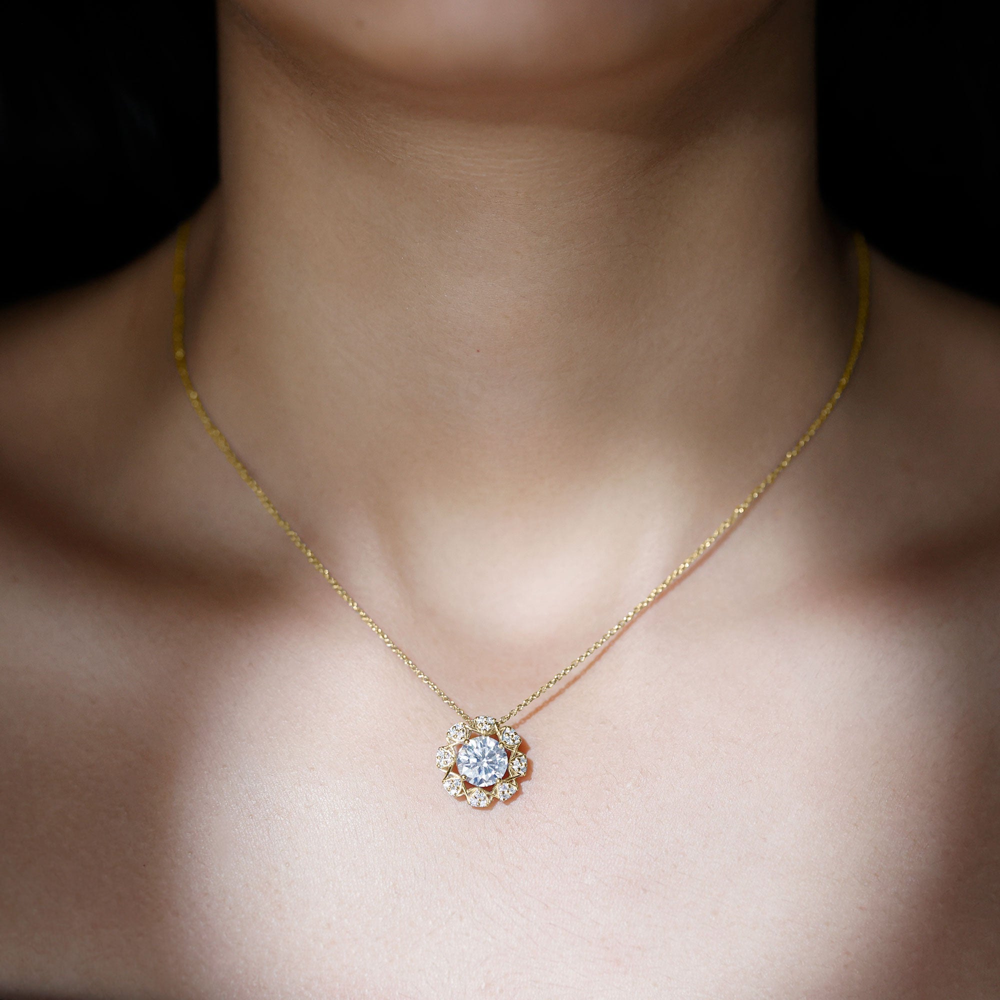 Certified 2 Carat Lab Grown Diamond Designer Solitaire Necklace Lab - ( EF-VS ) - Rosec Jewels
