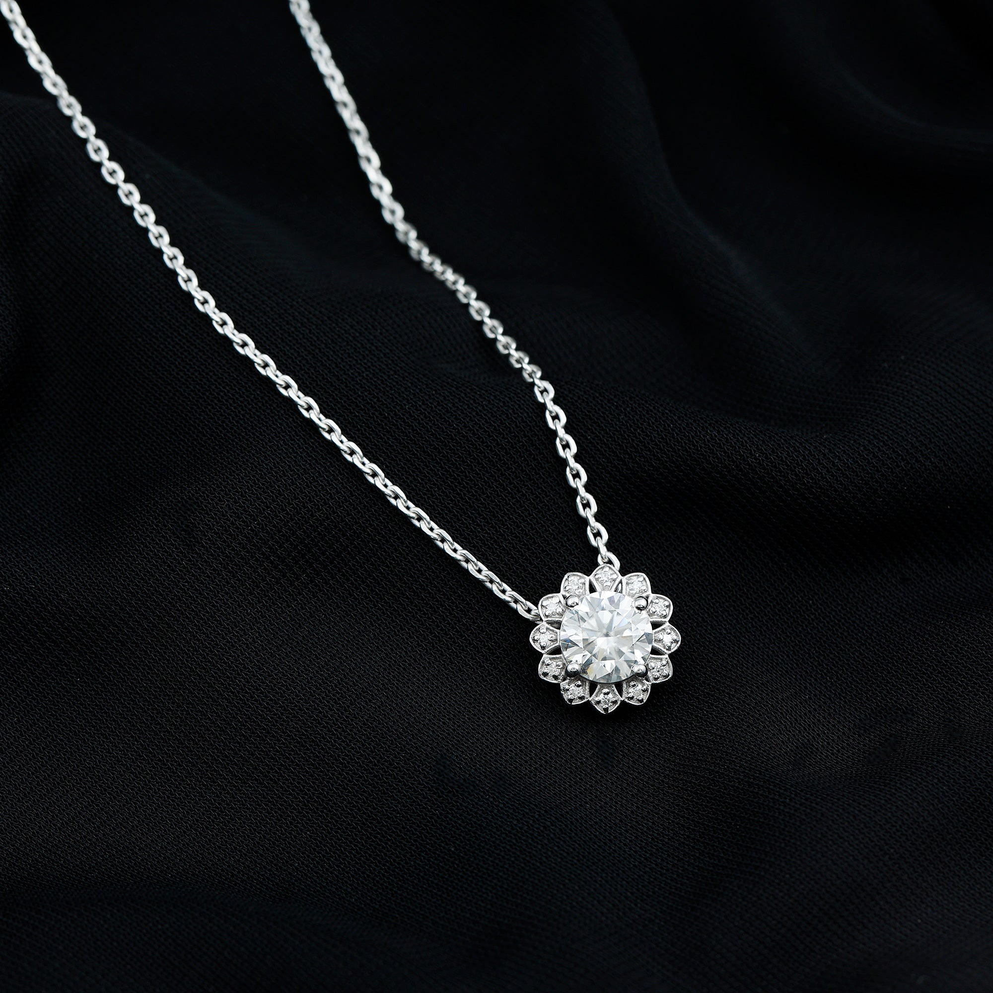 Certified 8 MM Lab Grown Diamond Cocktail Necklace For Women Lab - ( EF-VS ) - Rosec Jewels