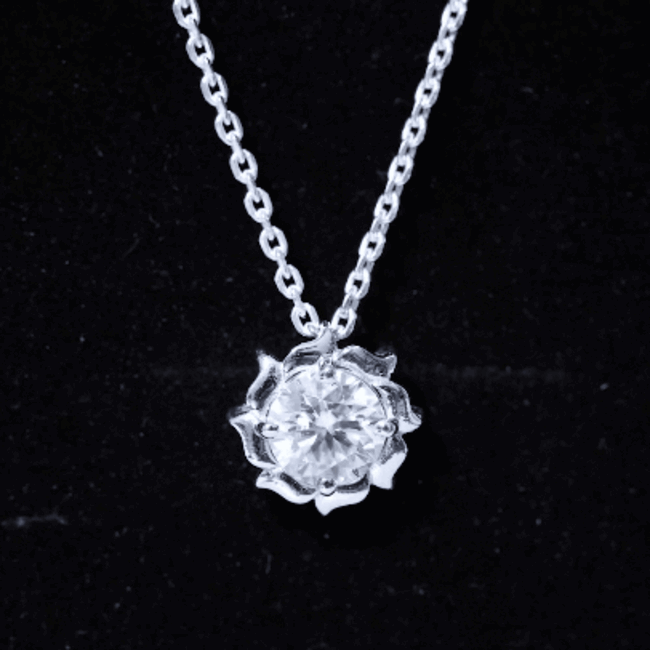 2 Carat Solitaire Lab Grown Diamond Flower Necklace Lab - ( EF-VS ) - Rosec Jewels