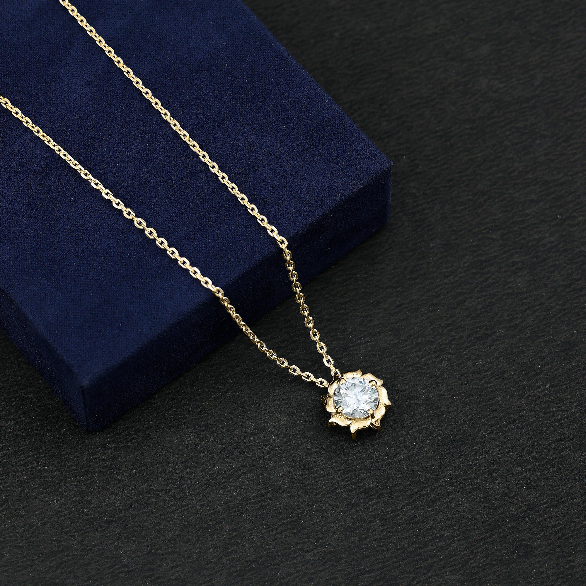 2 Carat Solitaire Lab Grown Diamond Flower Necklace Lab - ( EF-VS ) - Rosec Jewels