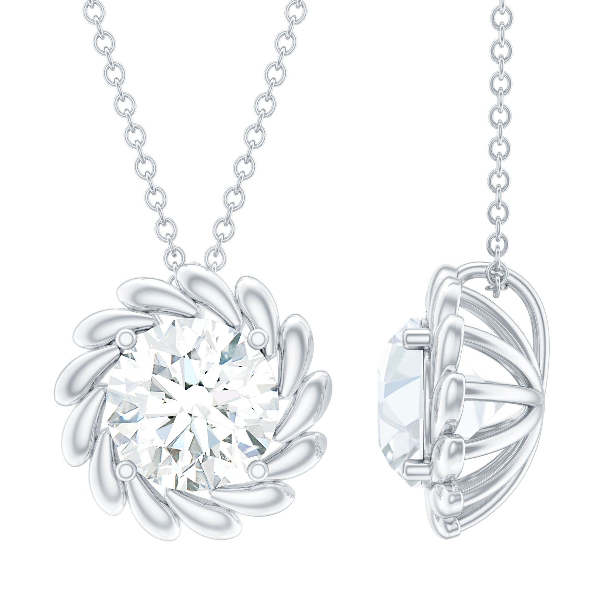 2 Carat Lab Grown Diamond Solitaire Necklace For Women