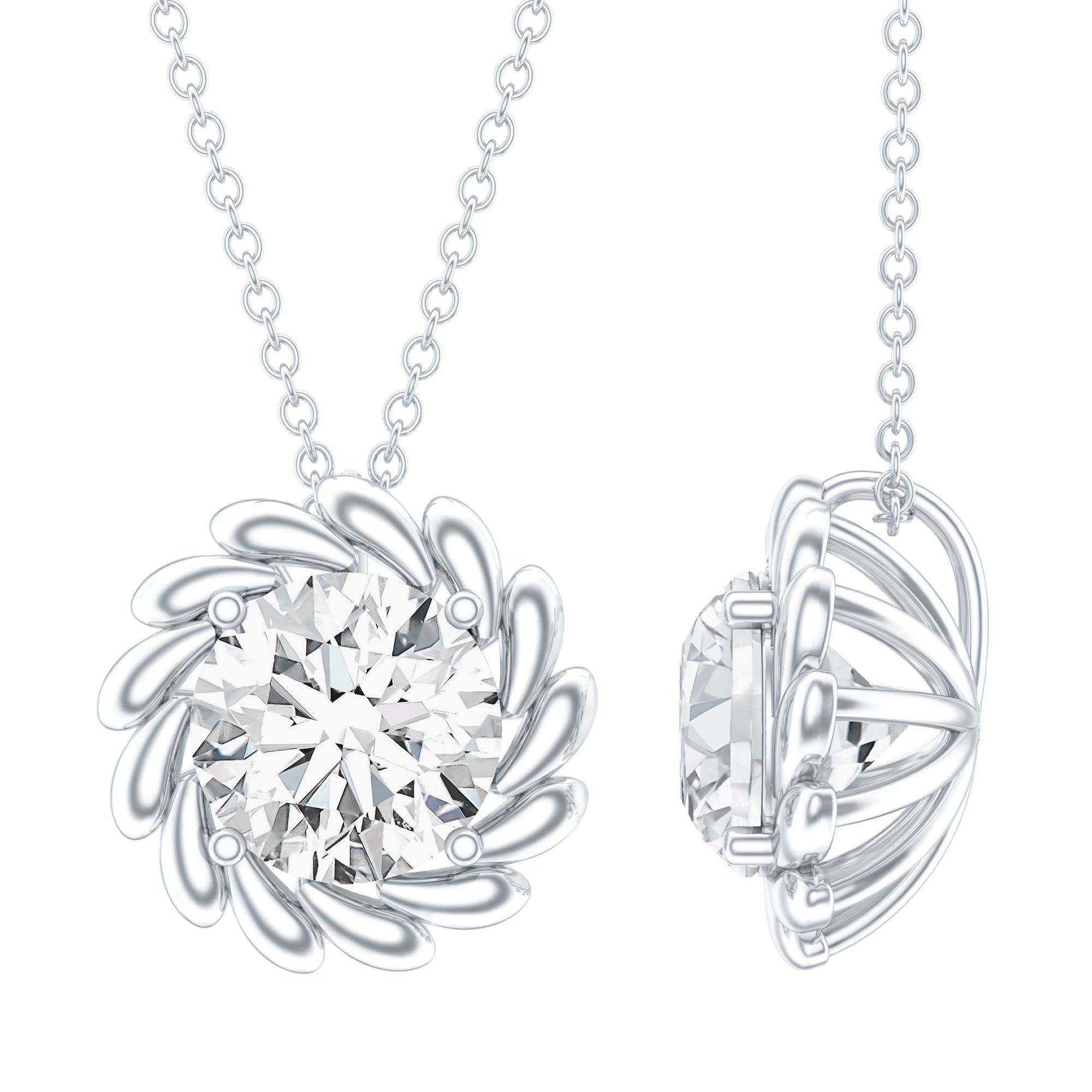 2 Carat Lab Grown Diamond Solitaire Necklace For Women Lab - ( EF-VS ) - Rosec Jewels