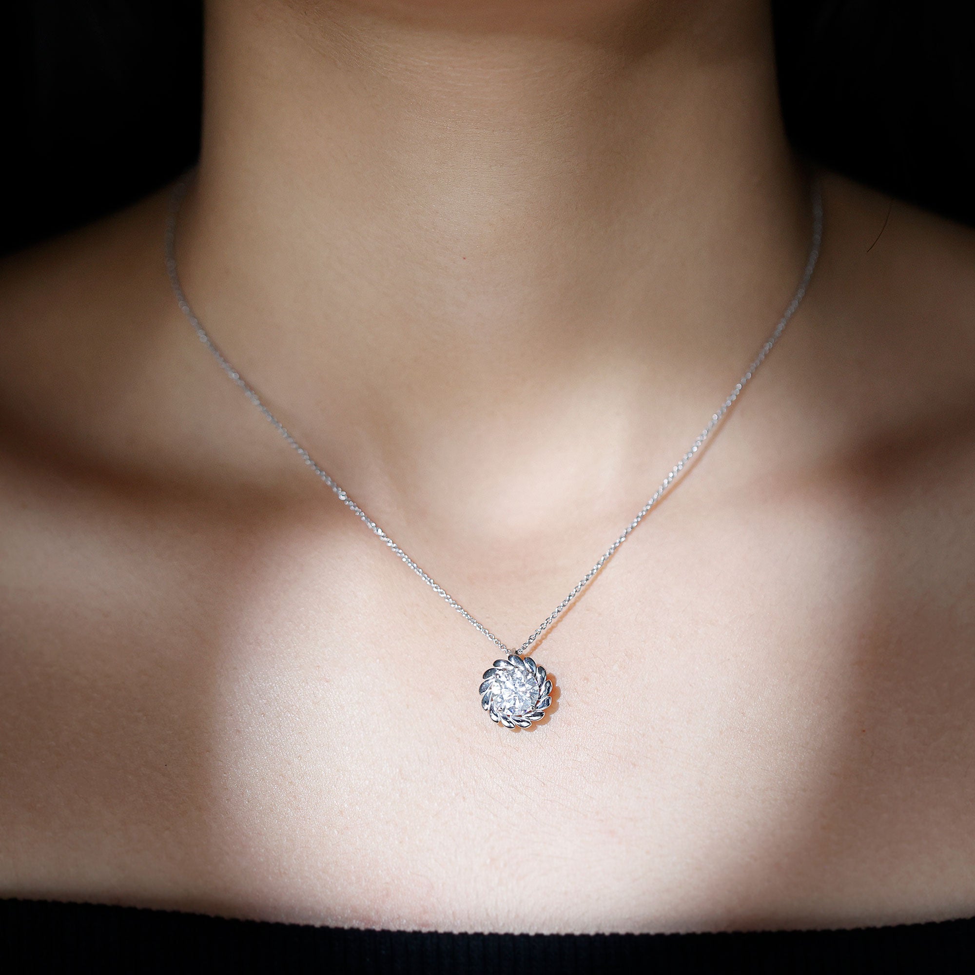 2 Carat Lab Grown Diamond Solitaire Necklace For Women Lab - ( EF-VS ) - Rosec Jewels