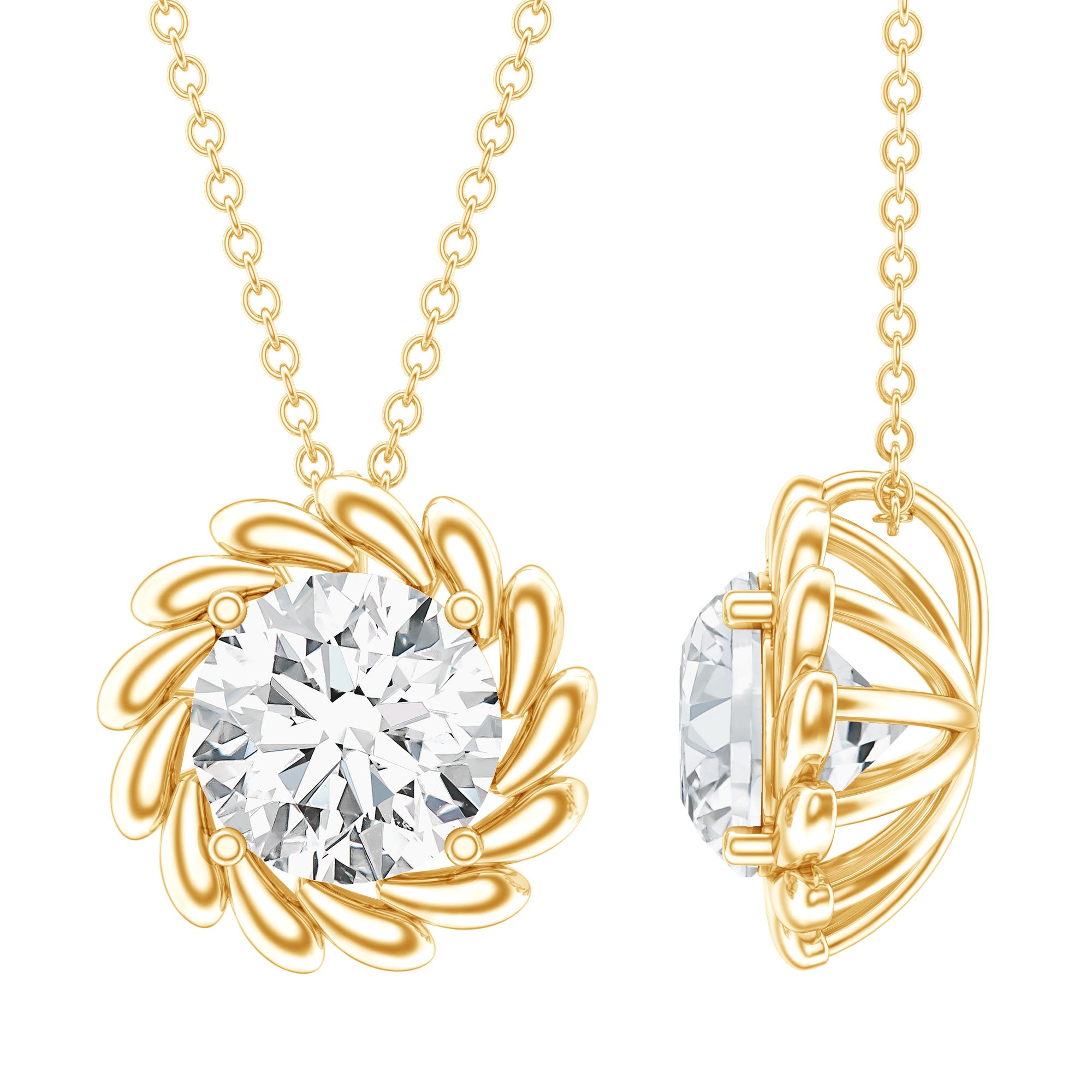 2 Carat Lab Grown Diamond Solitaire Necklace For Women Lab - ( EF-VS ) - Rosec Jewels