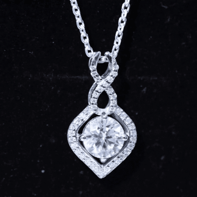 8 MM Round Lab Grown Diamond Infinity Loop Necklace Lab - ( EF-VS ) - Rosec Jewels