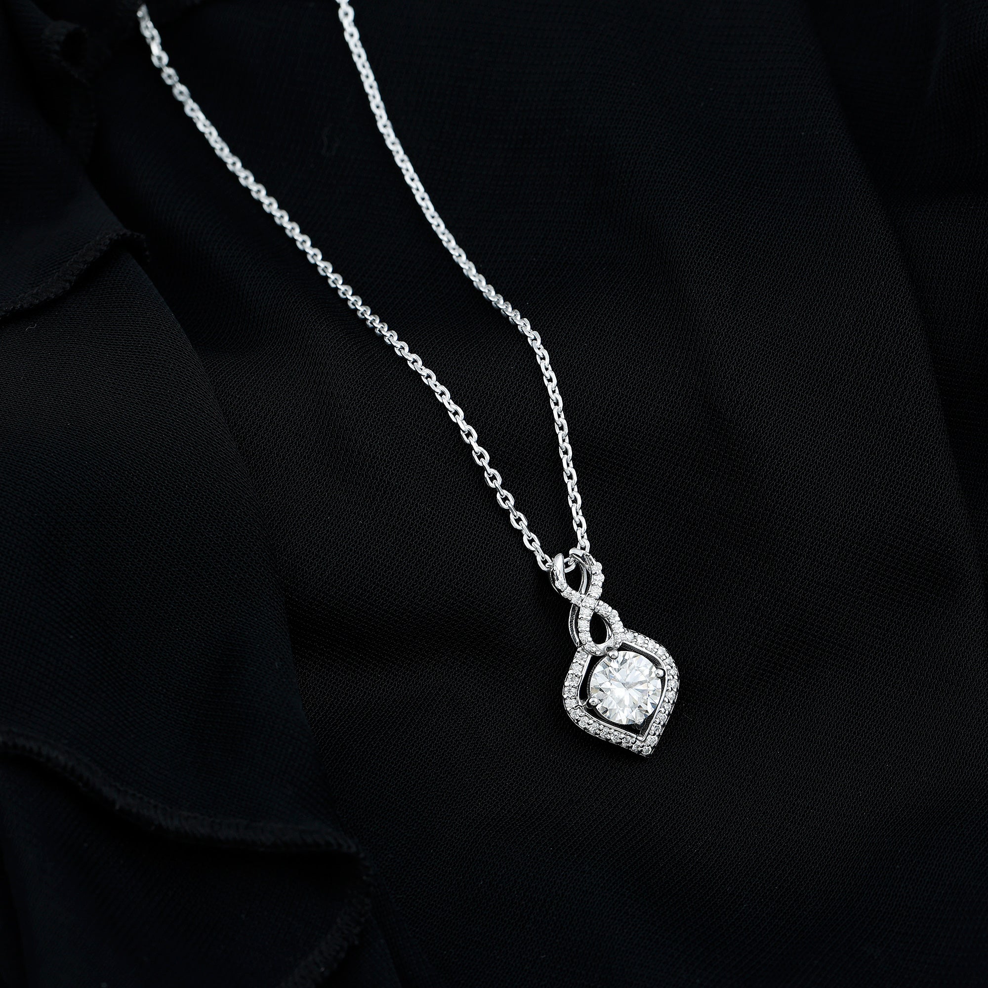 8 MM Round Lab Grown Diamond Infinity Loop Necklace Lab - ( EF-VS ) - Rosec Jewels