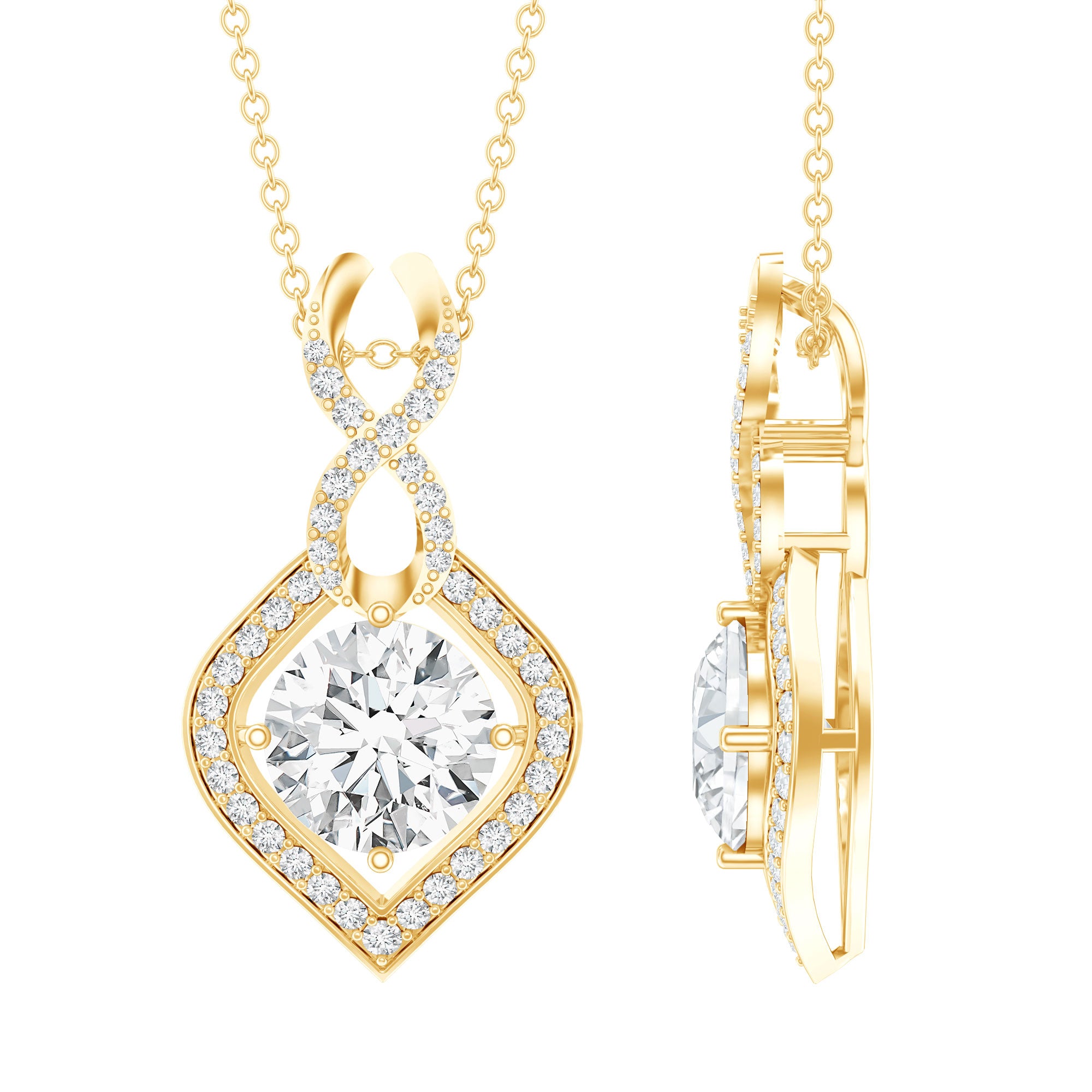 8 MM Round Lab Grown Diamond Infinity Loop Necklace Lab - ( EF-VS ) - Rosec Jewels