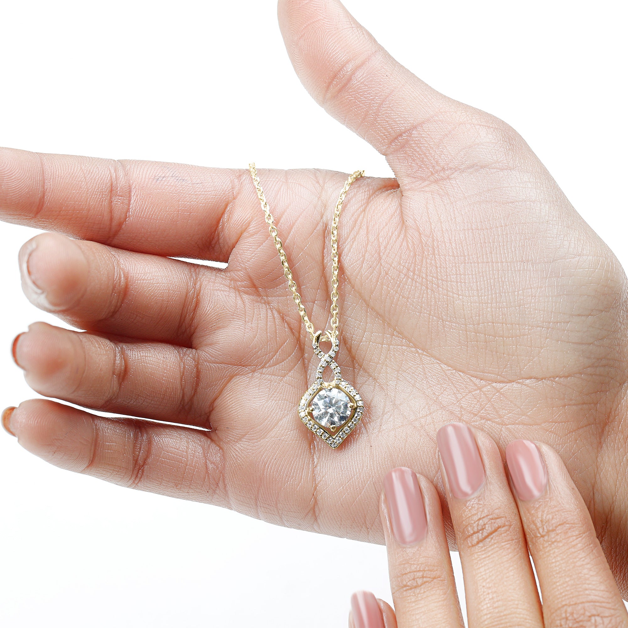 8 MM Round Lab Grown Diamond Infinity Loop Necklace Lab - ( EF-VS ) - Rosec Jewels