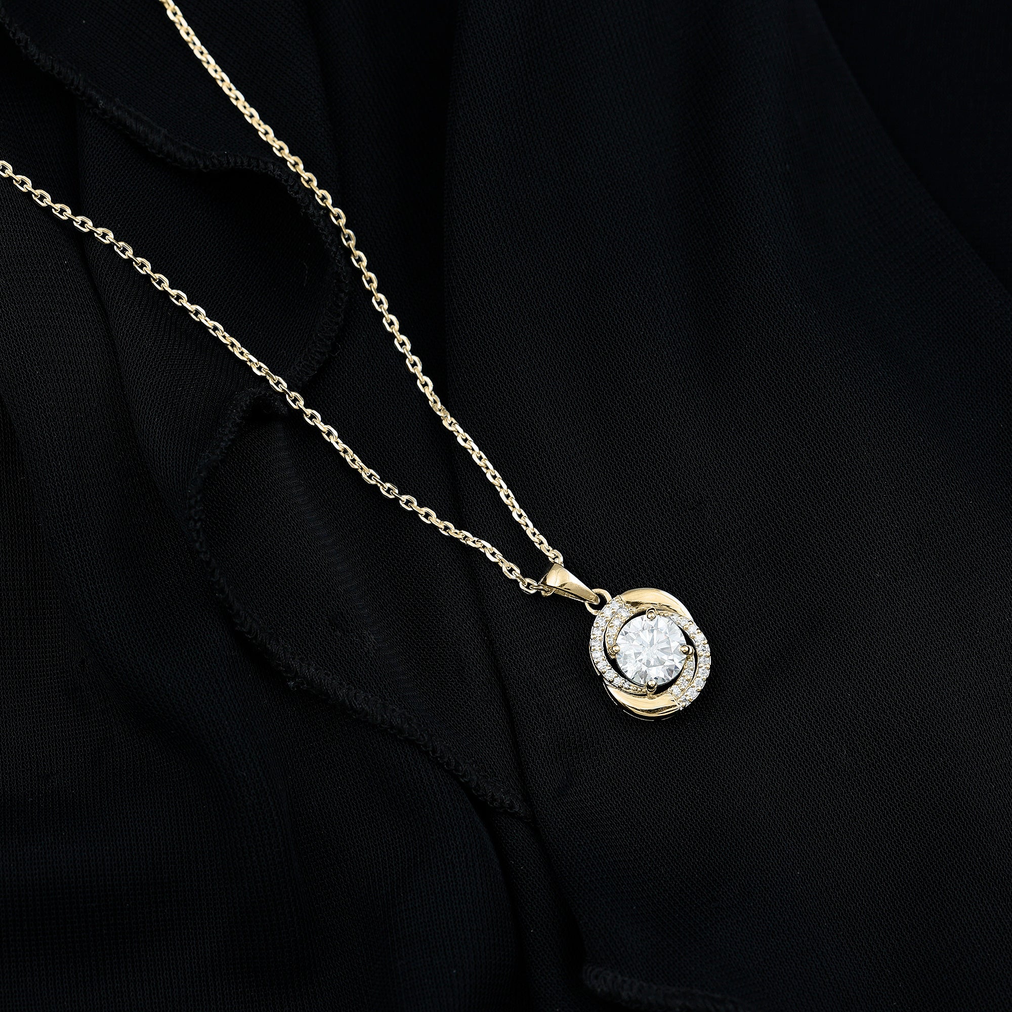 Prong Set 8 MM Round Lab Grown Diamond Swirl Pendant Necklace Lab - ( EF-VS ) - Rosec Jewels