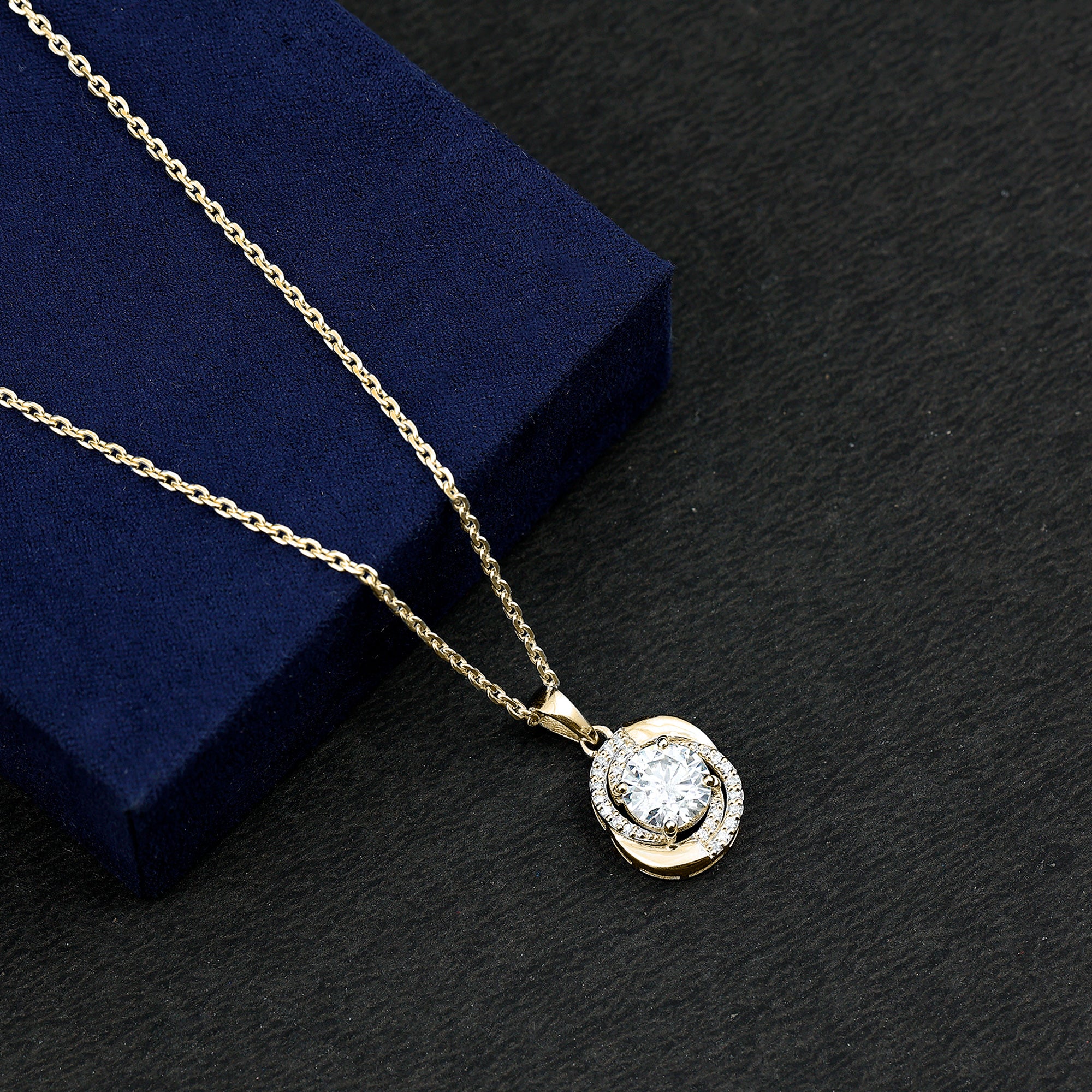 Prong Set 8 MM Round Lab Grown Diamond Swirl Pendant Necklace Lab - ( EF-VS ) - Rosec Jewels