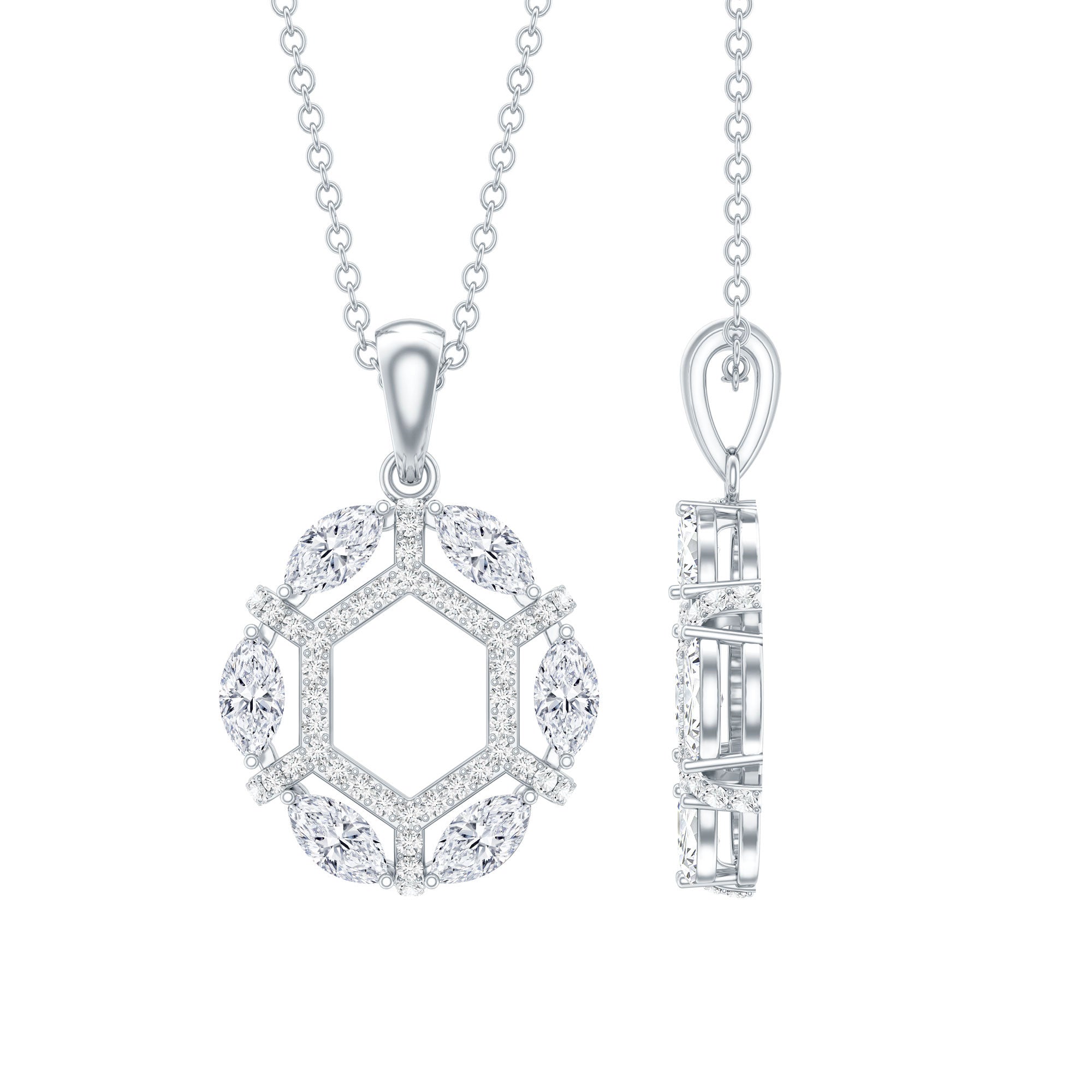 Vintage Style Lab Grown Diamond Wedding Designer Pendant Lab - ( EF-VS ) - Rosec Jewels