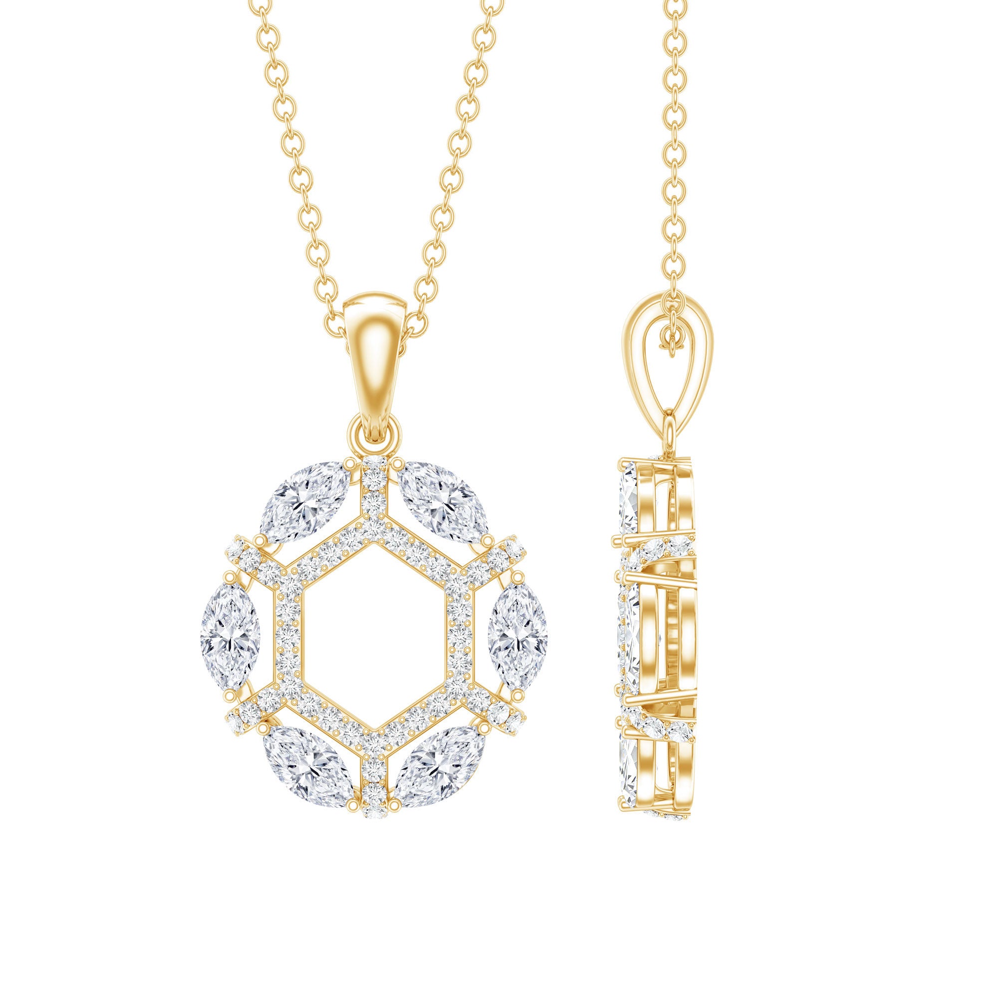 Vintage Style Lab Grown Diamond Wedding Designer Pendant Lab - ( EF-VS ) - Rosec Jewels