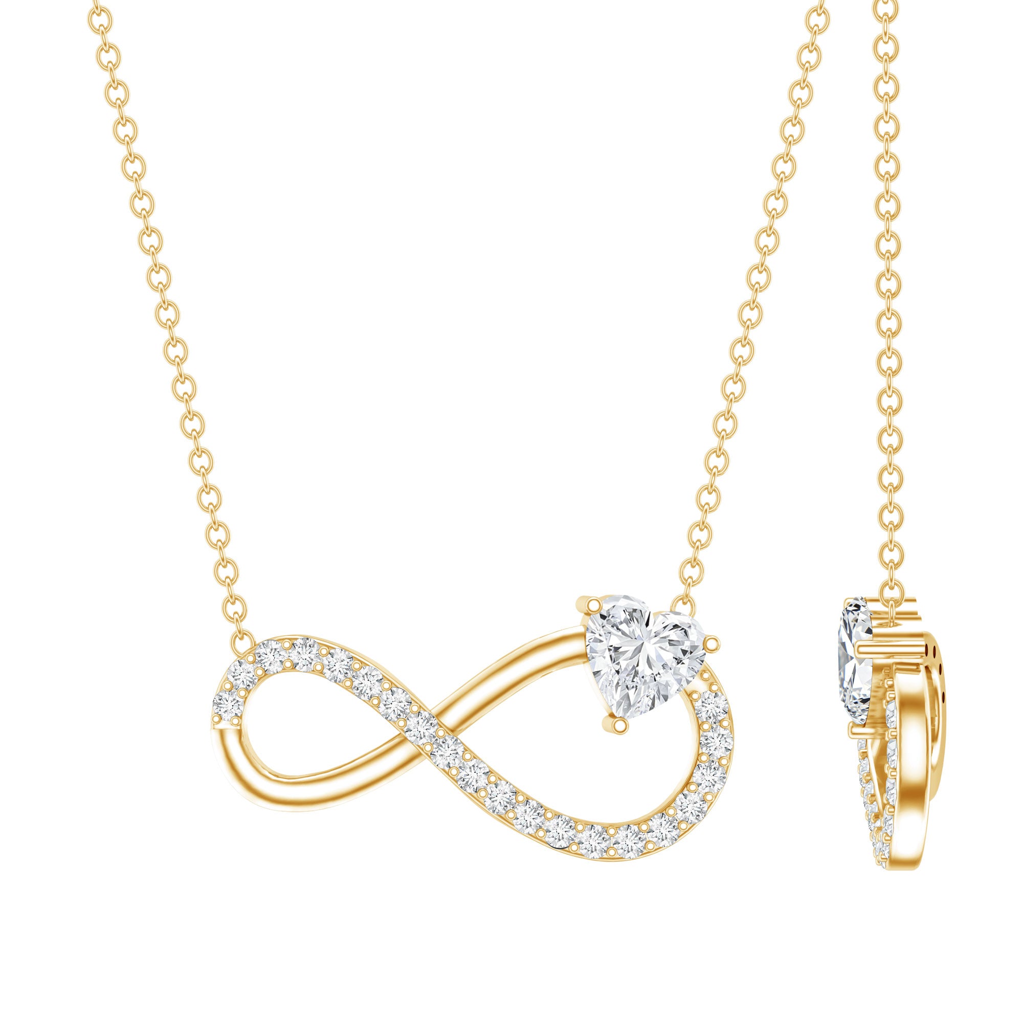 Lab Grown Diamond Infinity Heart Necklace For Women Lab - ( EF-VS ) - Rosec Jewels