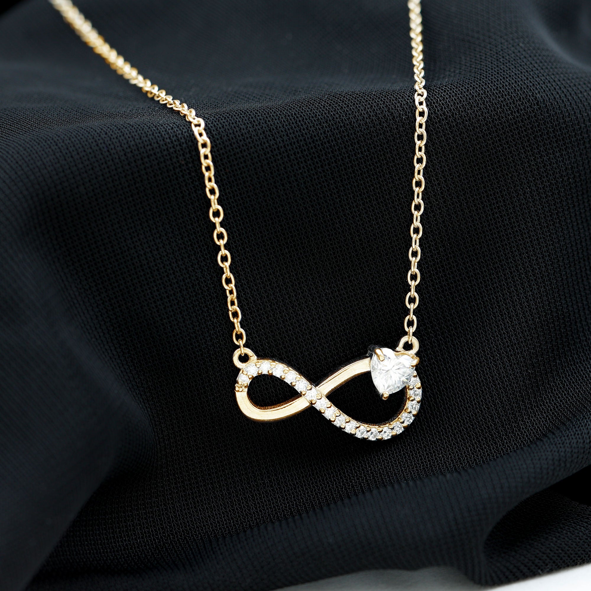 Lab Grown Diamond Infinity Heart Necklace For Women Lab - ( EF-VS ) - Rosec Jewels