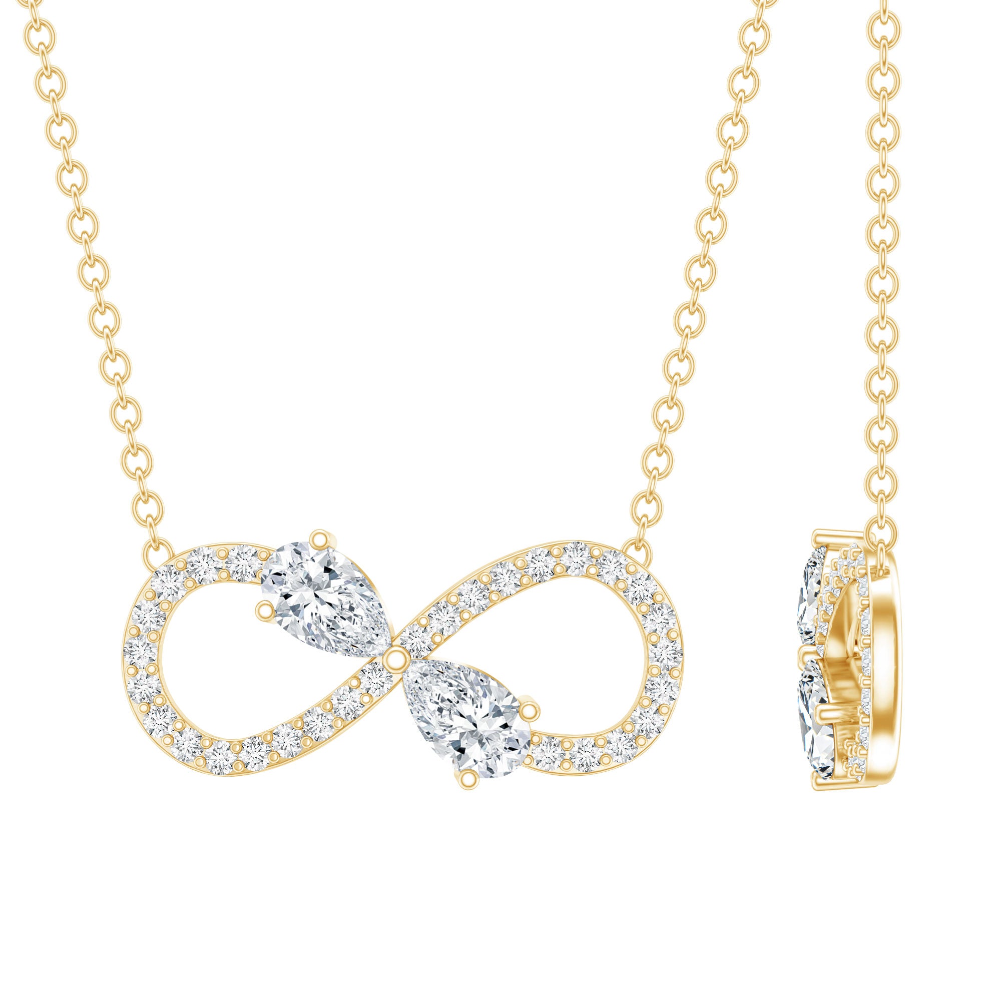 Lab Grown Diamond Forever Knot Teardrop Necklace Lab - ( EF-VS ) - Rosec Jewels