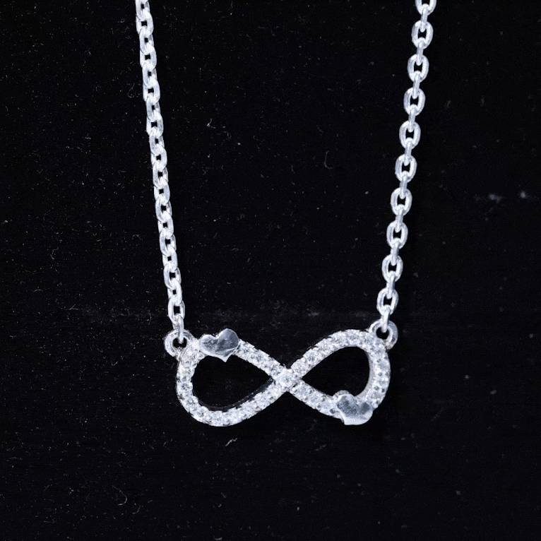Lab Grown Diamond Infinity Knot Necklace With Cute Heart Lab - ( EF-VS ) - Rosec Jewels