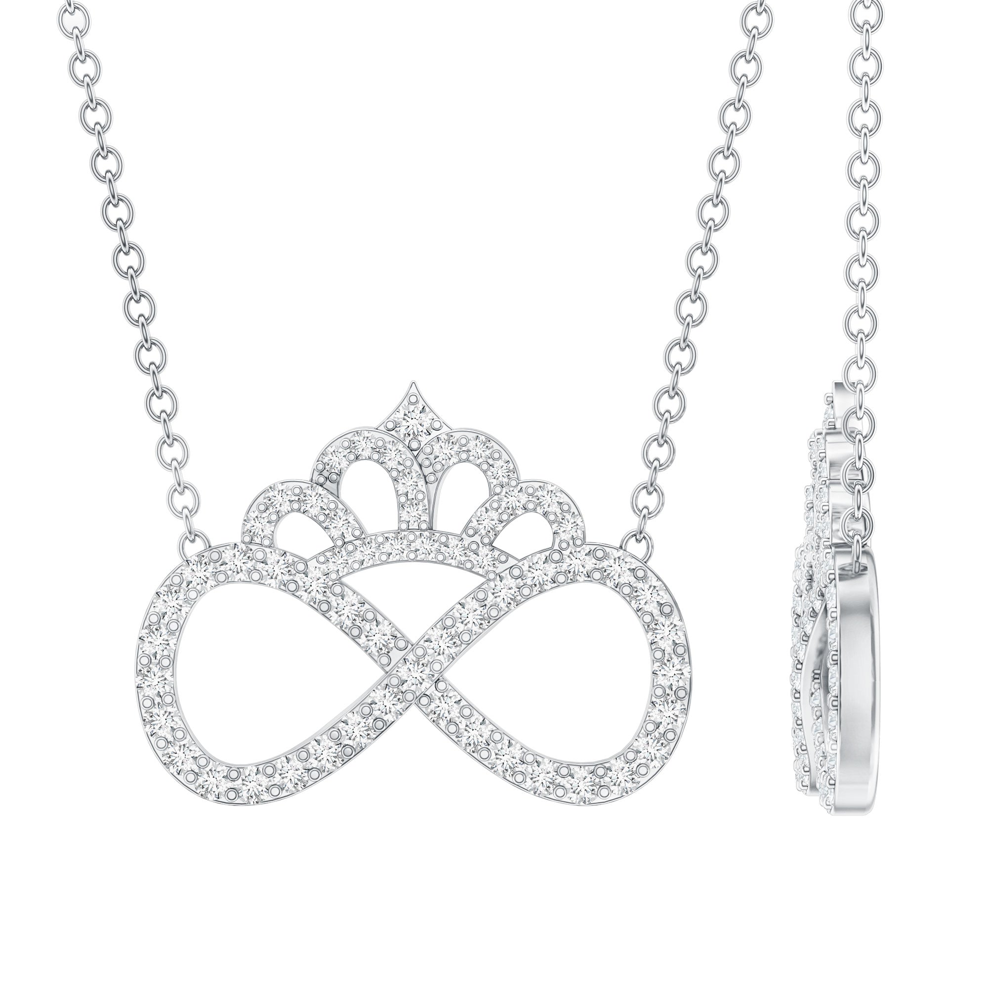 Lab Grown Diamond Crown Statement Necklace Lab - ( EF-VS ) - Rosec Jewels