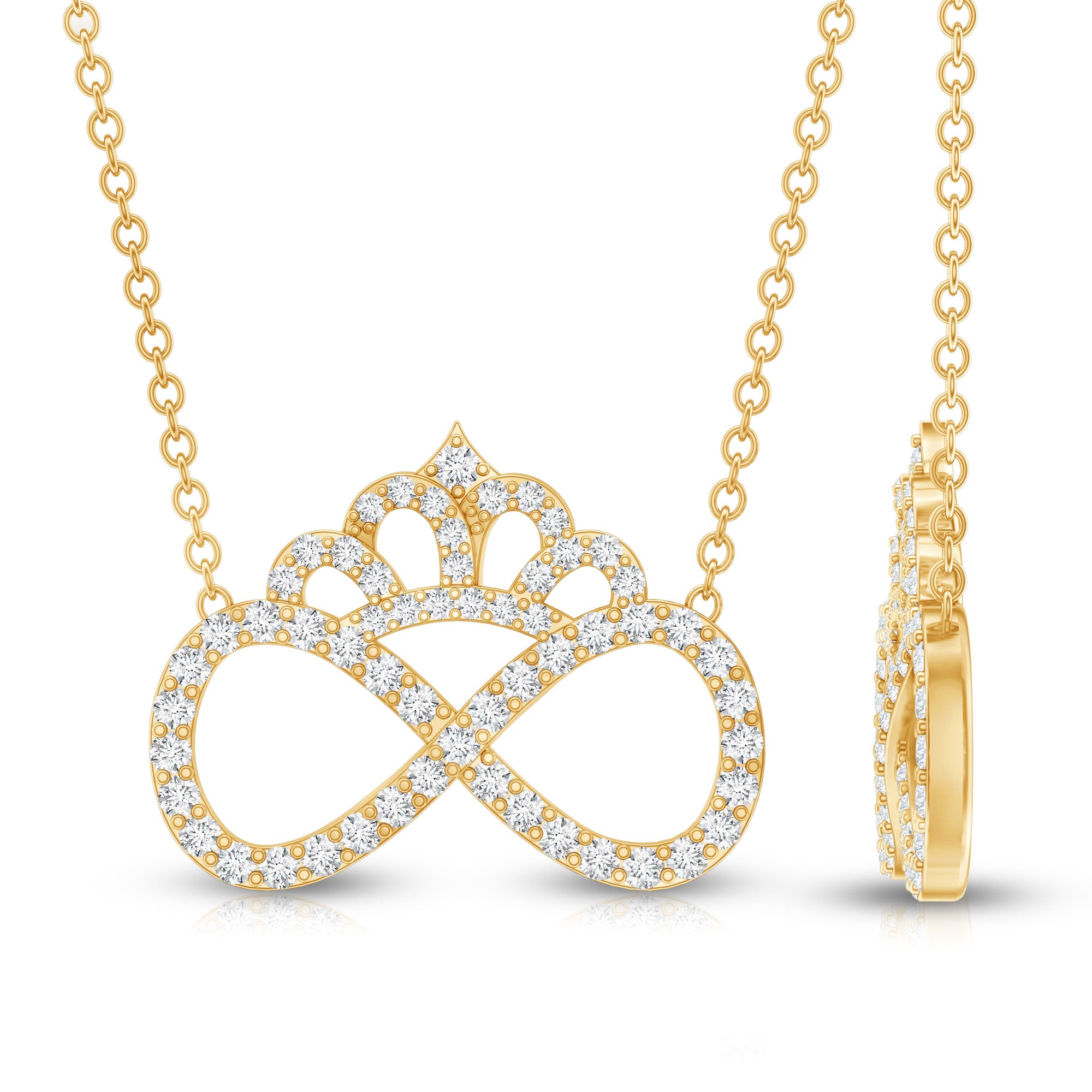 Lab Grown Diamond Crown Statement Necklace Lab - ( EF-VS ) - Rosec Jewels