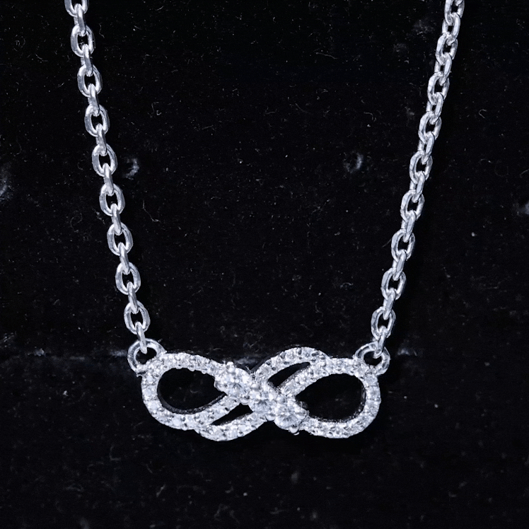 Certified Lab Grown Diamond Double Infinity Symbol Necklace Lab - ( EF-VS ) - Rosec Jewels