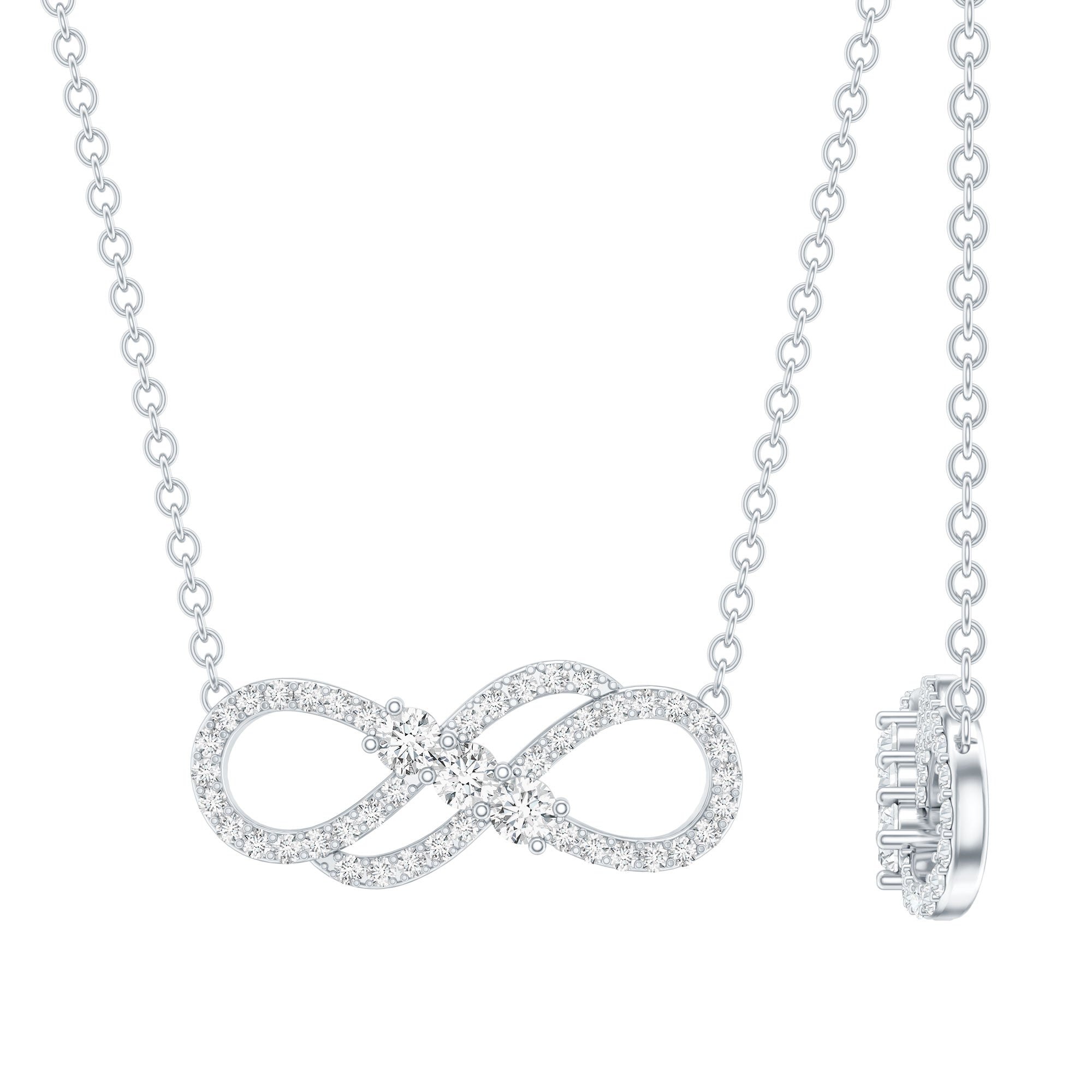 Certified Lab Grown Diamond Double Infinity Symbol Necklace Lab - ( EF-VS ) - Rosec Jewels