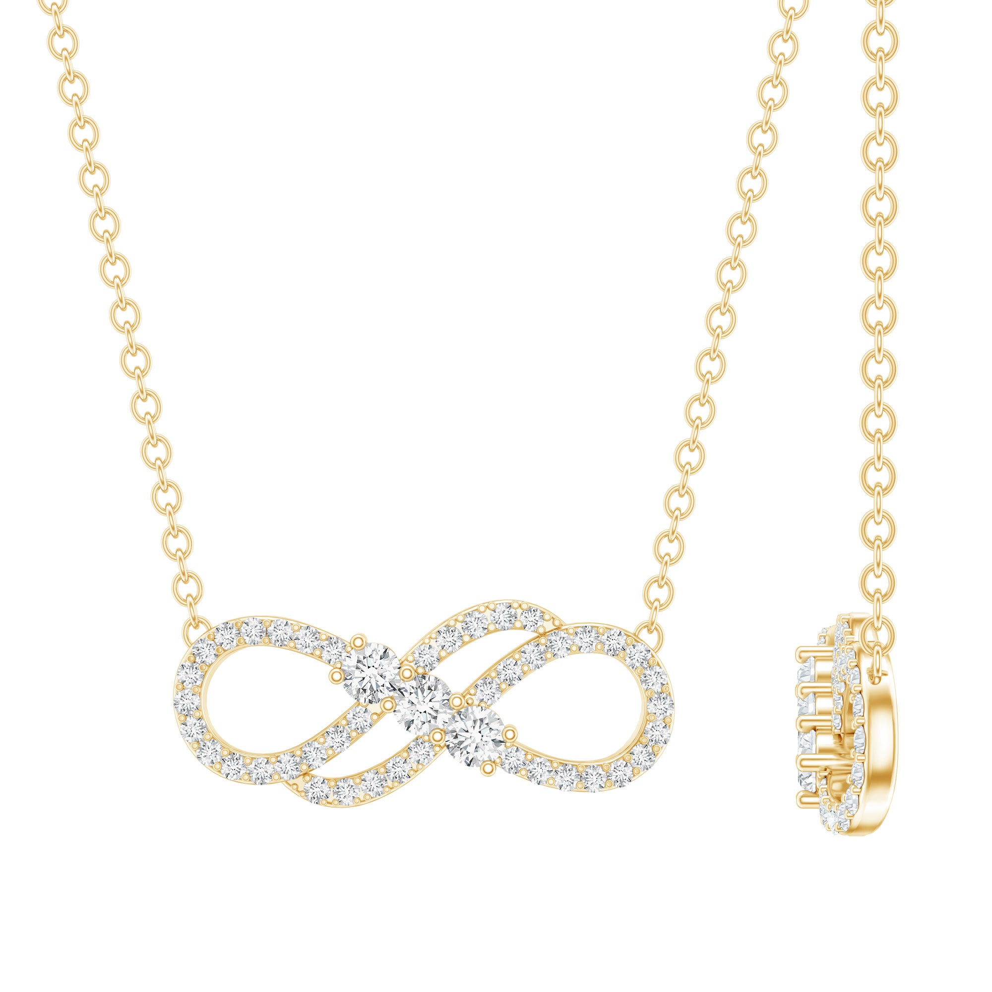 Certified Lab Grown Diamond Double Infinity Symbol Necklace Lab - ( EF-VS ) - Rosec Jewels