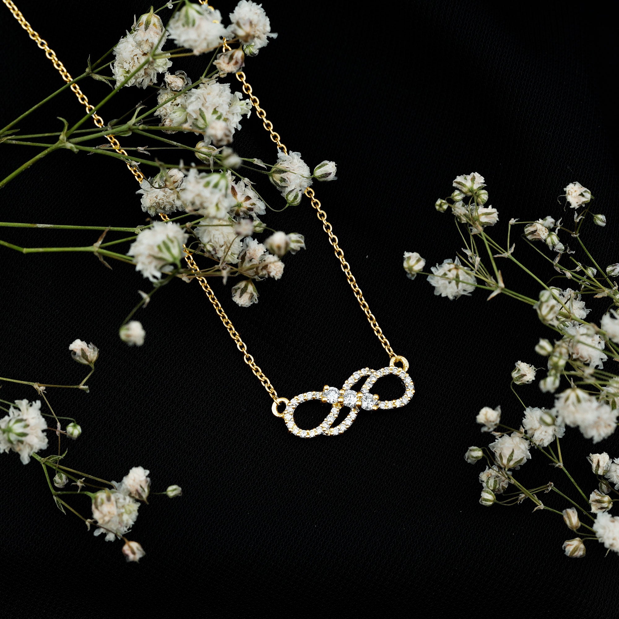 Certified Lab Grown Diamond Double Infinity Symbol Necklace Lab - ( EF-VS ) - Rosec Jewels