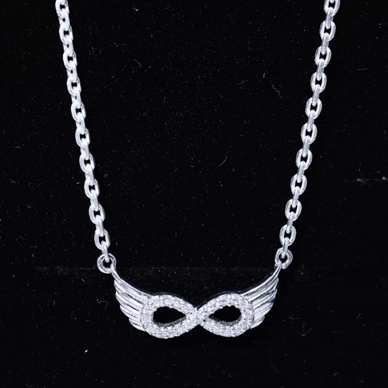 Sideways Pave Set Lab Grown Diamond Angel Wing Necklace Lab - ( EF-VS ) - Rosec Jewels