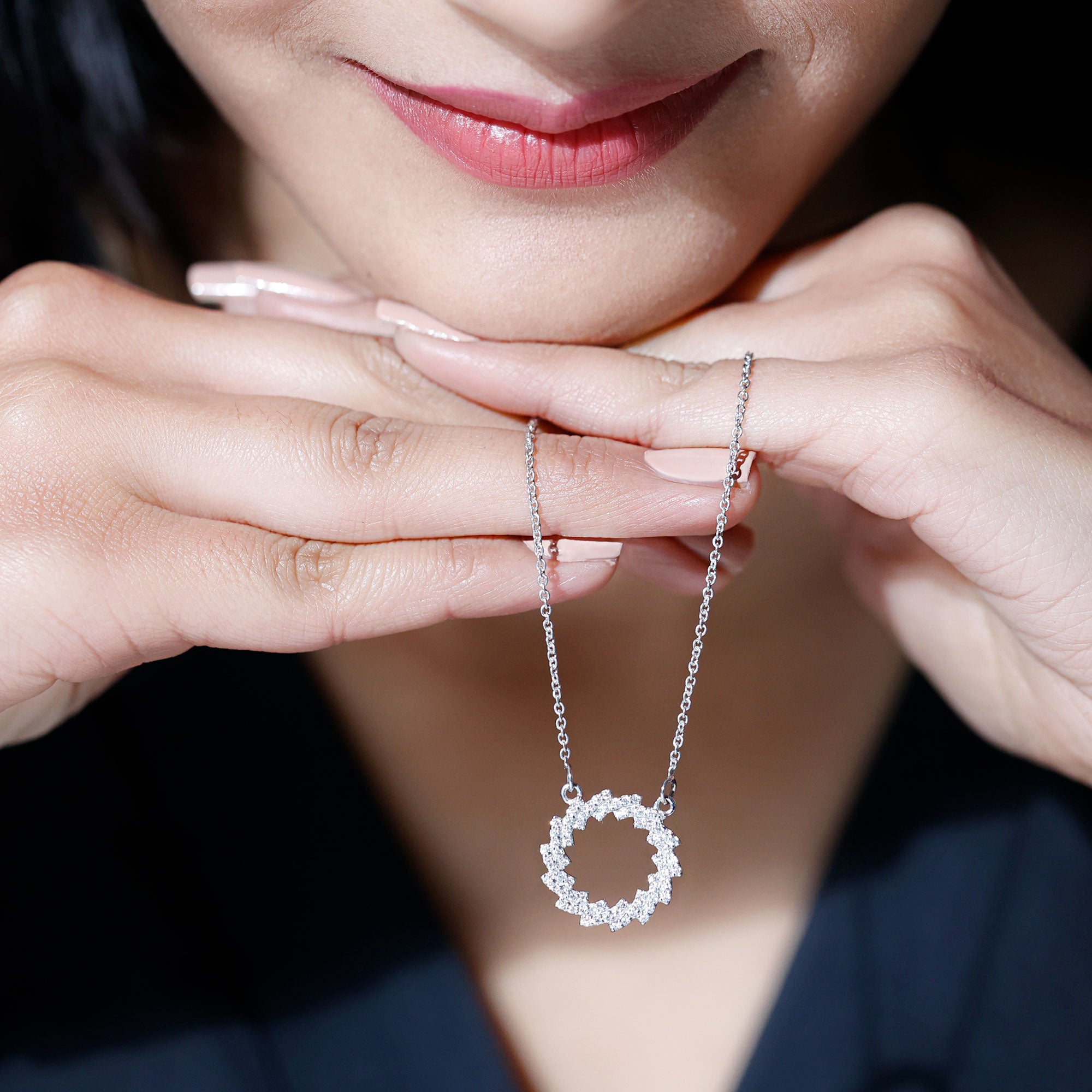 Lab Grown Diamond Designer Eternity Necklace Lab - ( EF-VS ) - Rosec Jewels