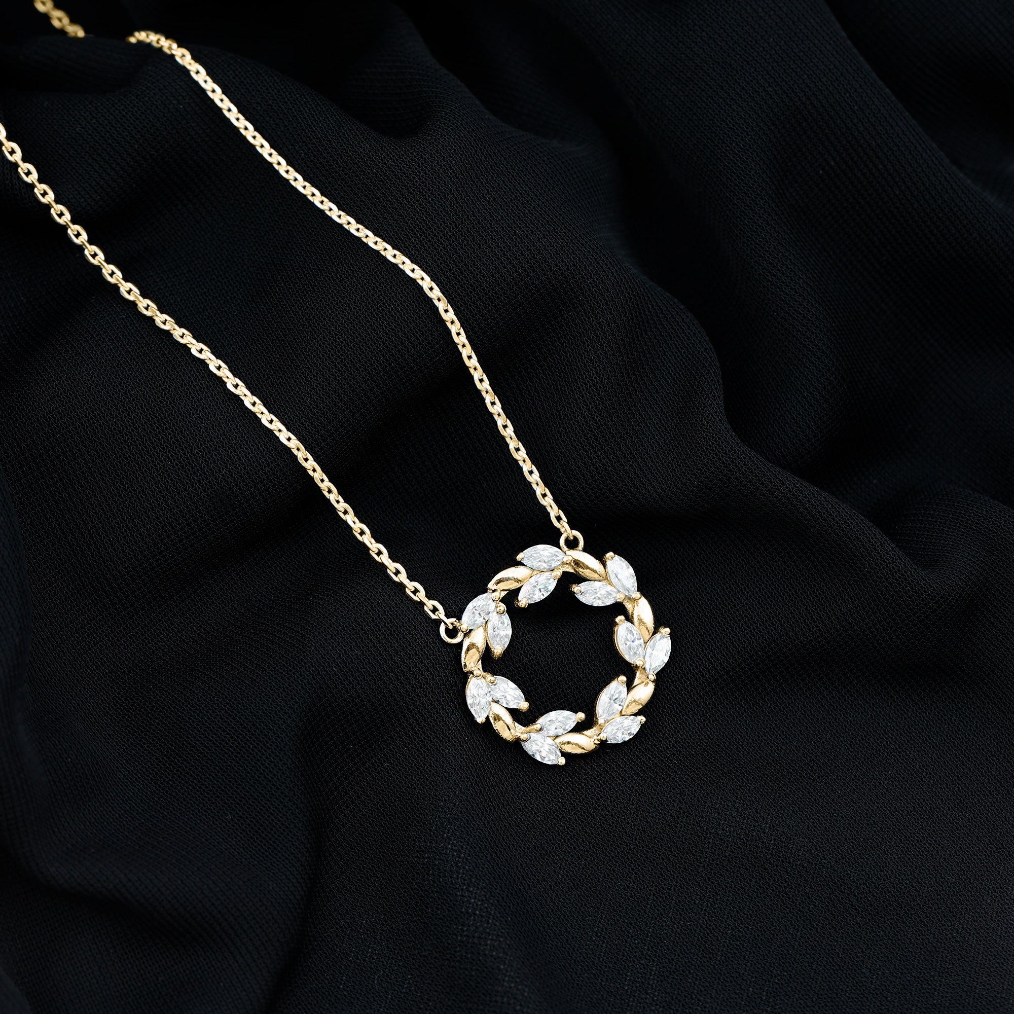 Lab Grown Diamond Nature Inspired Circle Necklace Lab - ( EF-VS ) - Rosec Jewels