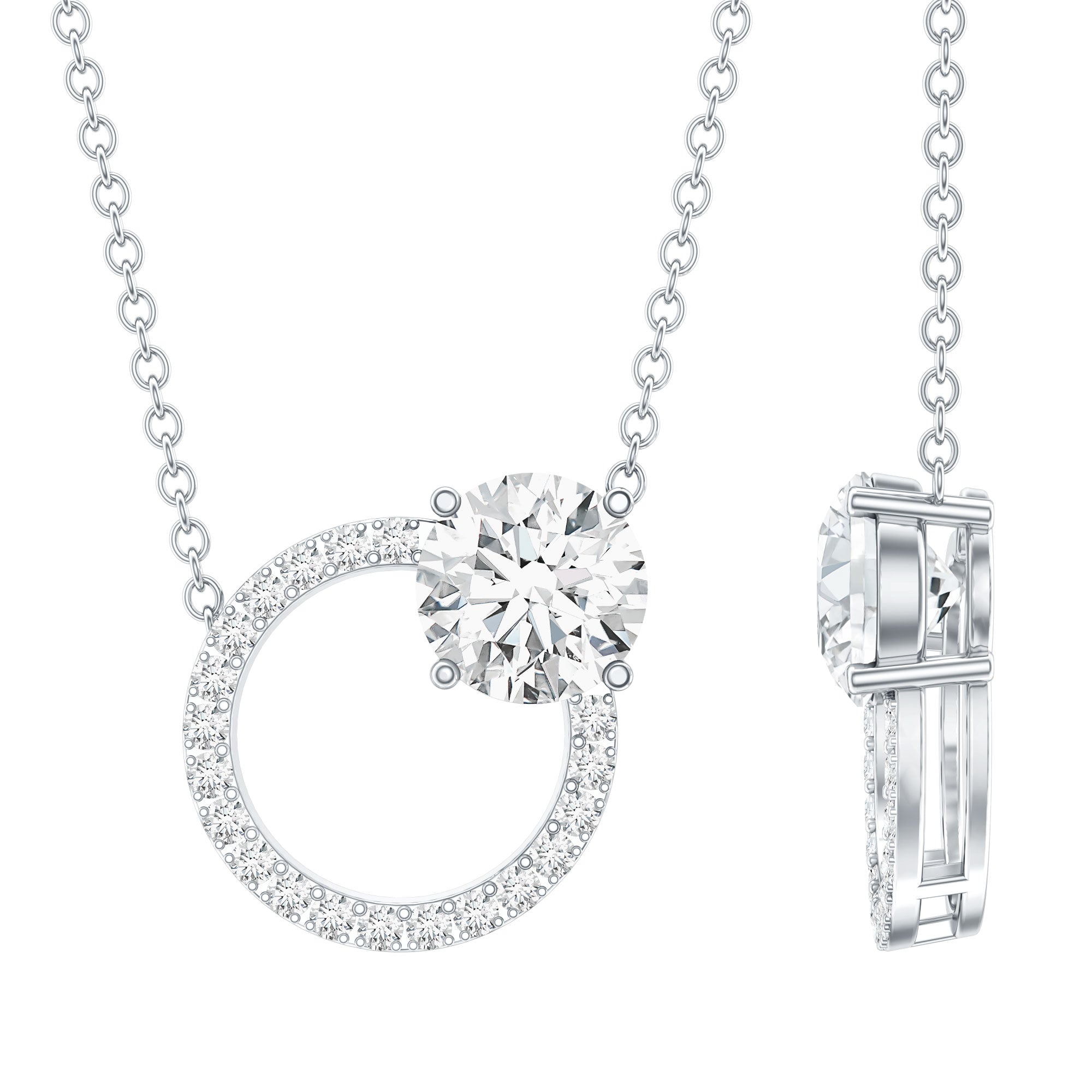 Certified Lab 6 MM Diamond Circle Of Life Necklace Lab - ( EF-VS ) - Rosec Jewels