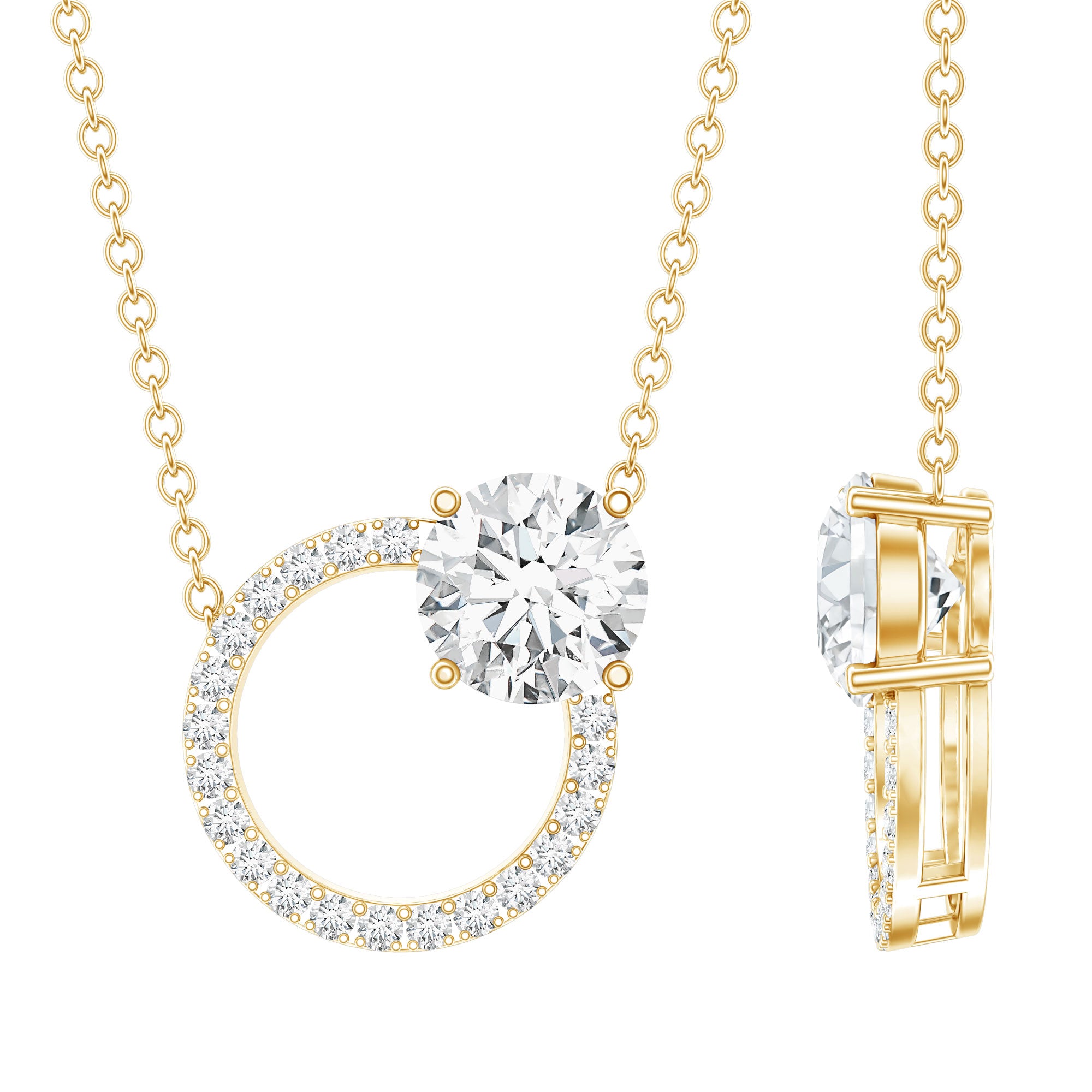 Certified Lab 6 MM Diamond Circle Of Life Necklace Lab - ( EF-VS ) - Rosec Jewels