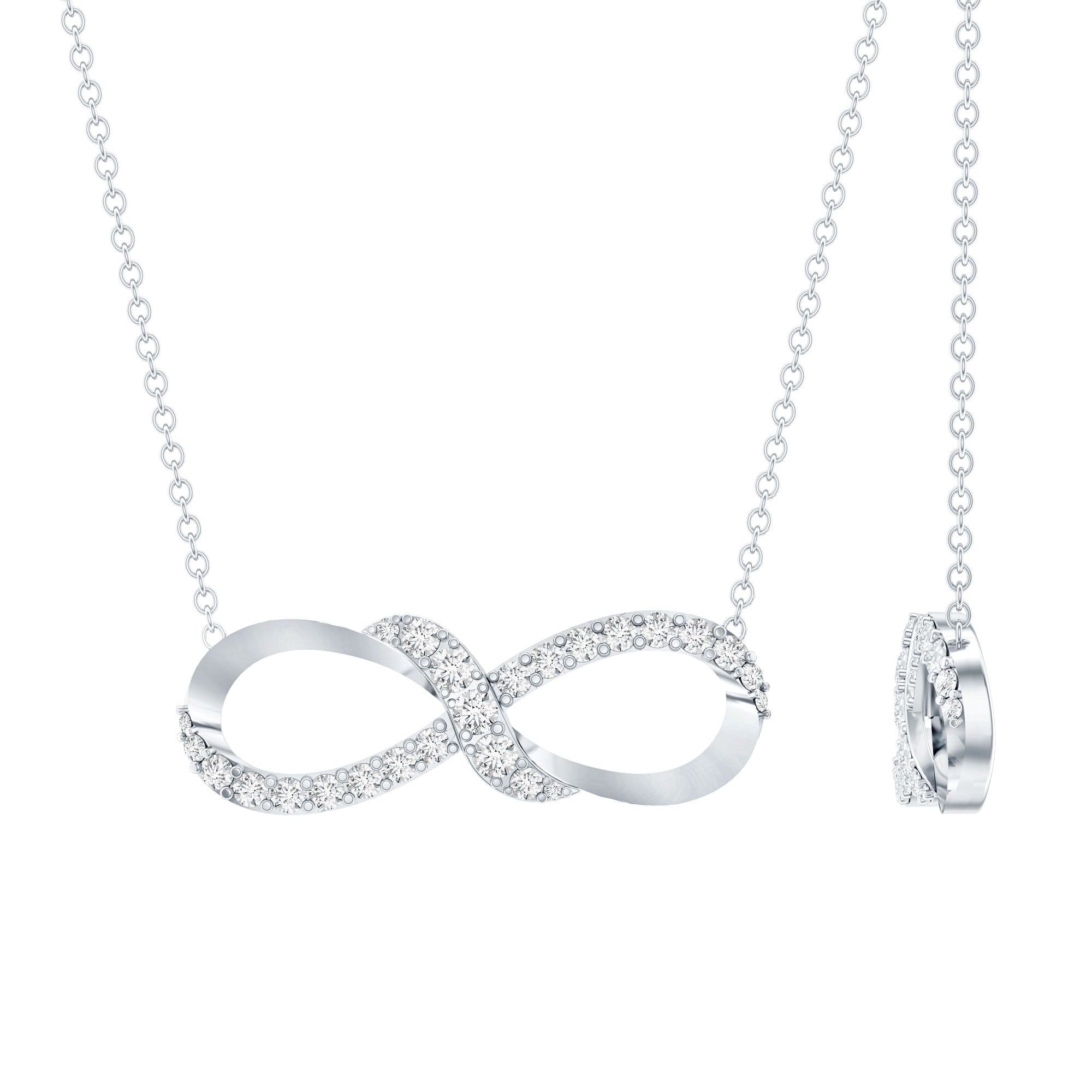 Lab Grown Diamond Infinity Knot Necklace with Accent Lab - ( EF-VS ) - Rosec Jewels