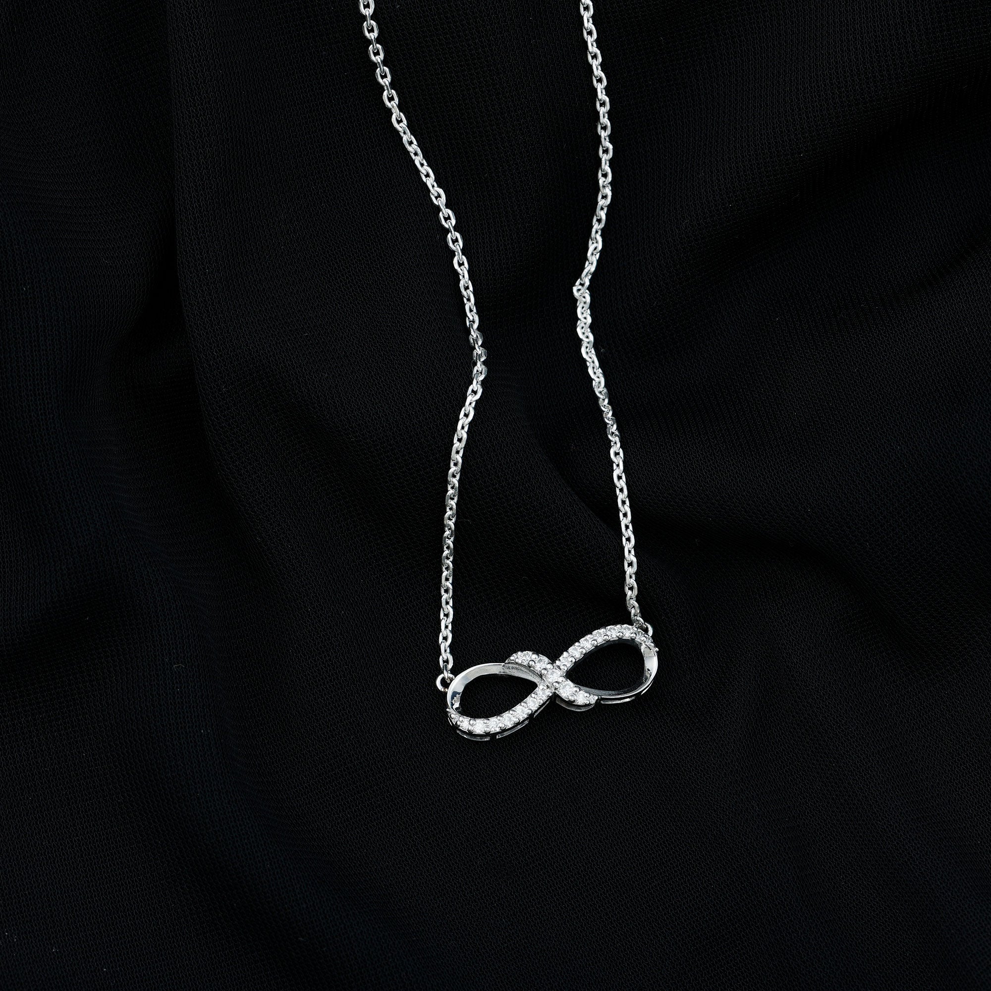 Lab Grown Diamond Infinity Knot Necklace with Accent Lab - ( EF-VS ) - Rosec Jewels