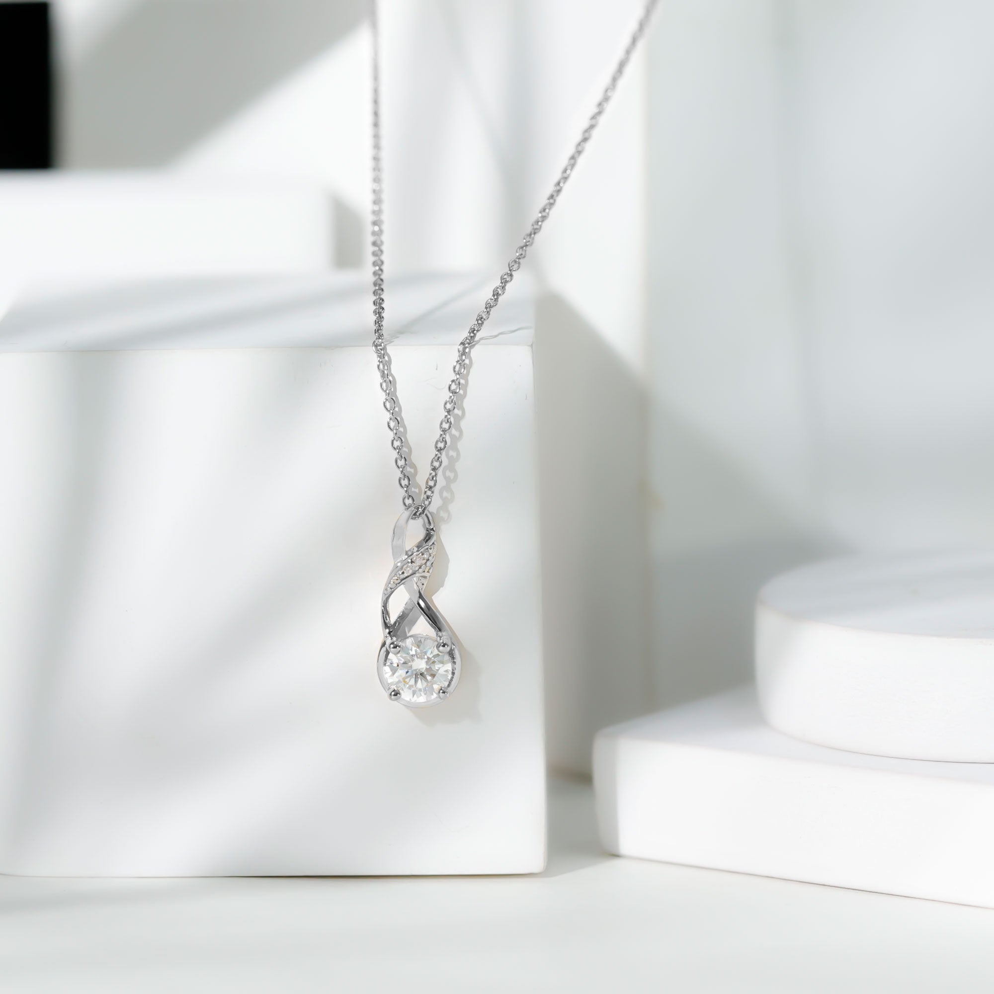 Certified Lab 6 MM Round Diamond Infinity Pendant Necklace Lab - ( EF-VS ) - Rosec Jewels