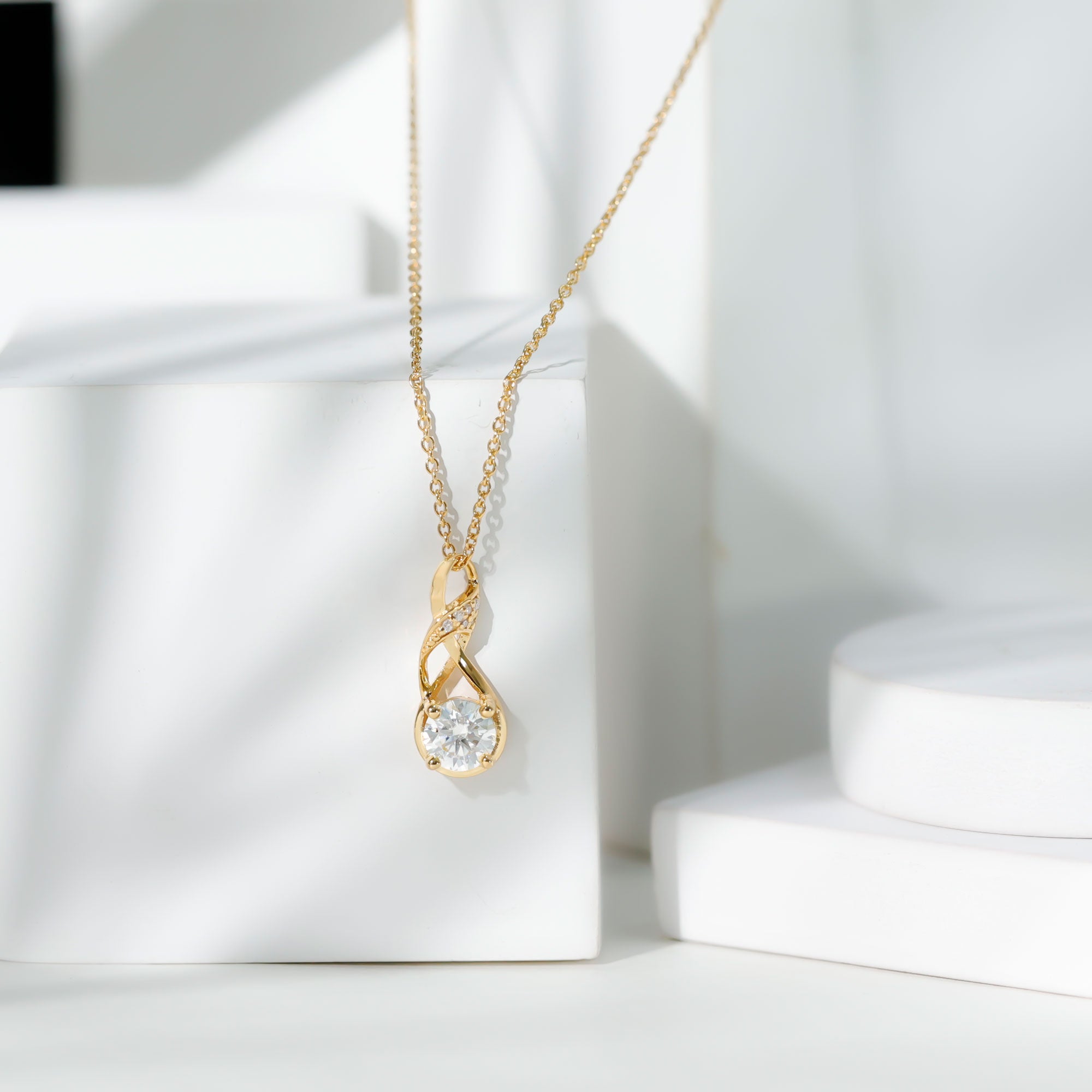 Certified Lab 6 MM Round Diamond Infinity Pendant Necklace Lab - ( EF-VS ) - Rosec Jewels