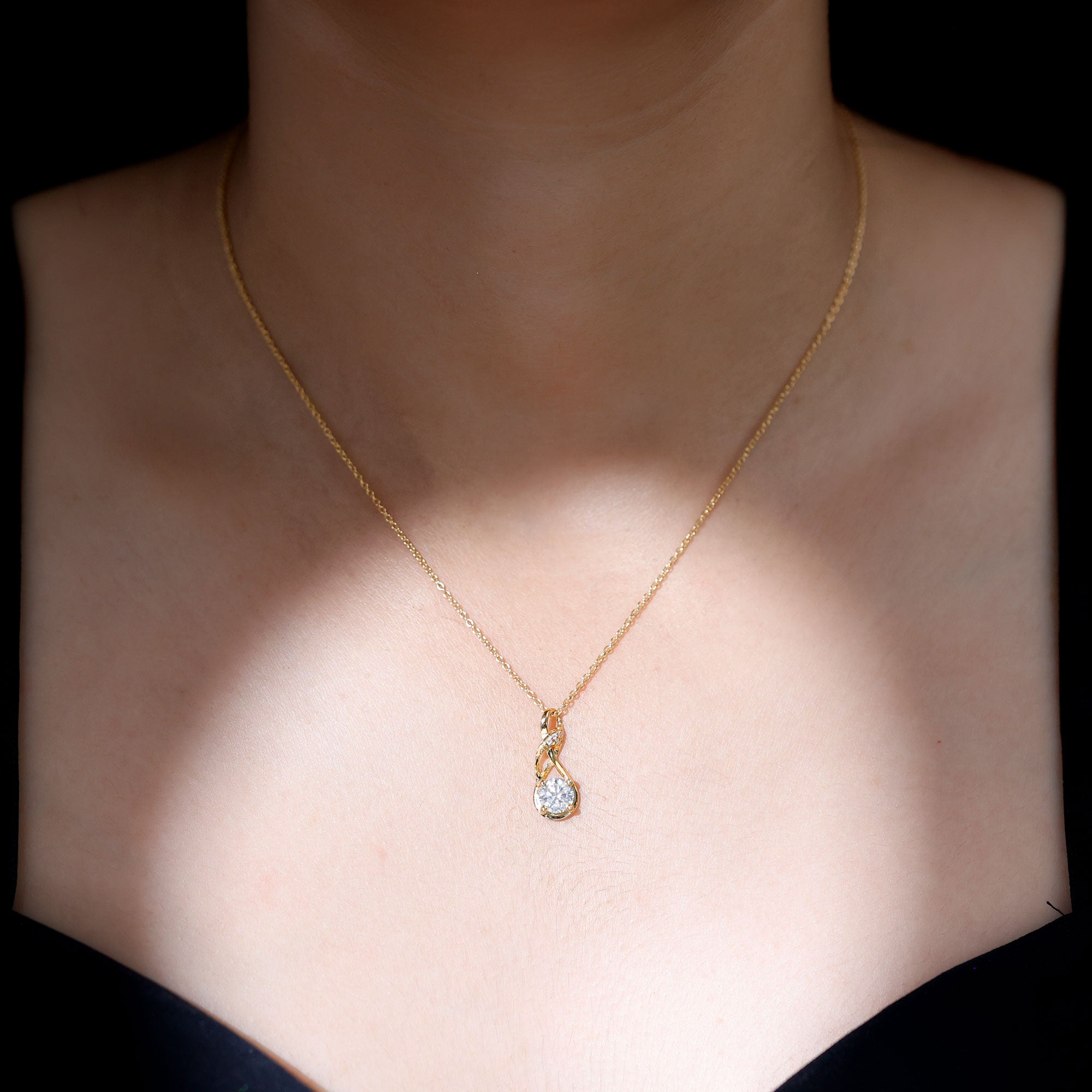 Certified Lab 6 MM Round Diamond Infinity Pendant Necklace Lab - ( EF-VS ) - Rosec Jewels