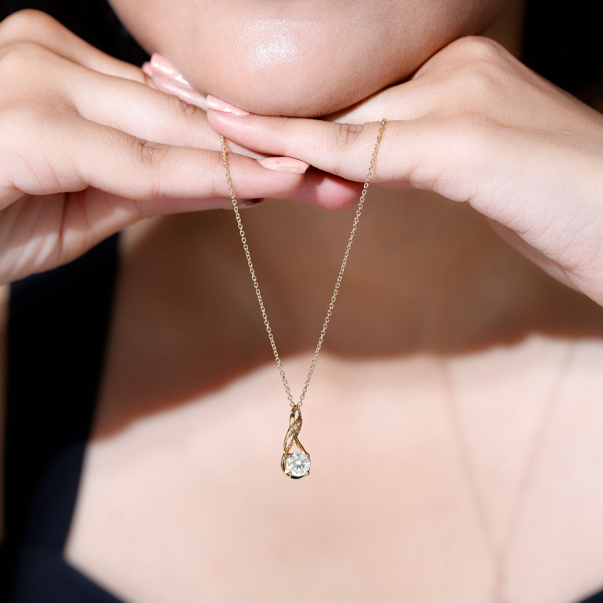 Certified Lab 6 MM Round Diamond Infinity Pendant Necklace Lab - ( EF-VS ) - Rosec Jewels