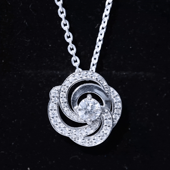 Lab Grown Diamond Prong Set Flower Pendant Necklace Lab - ( EF-VS ) - Rosec Jewels