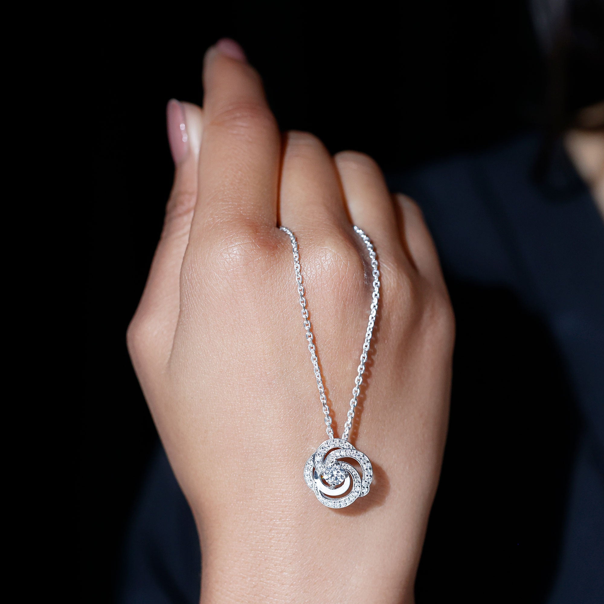 Lab Grown Diamond Prong Set Flower Pendant Necklace Lab - ( EF-VS ) - Rosec Jewels