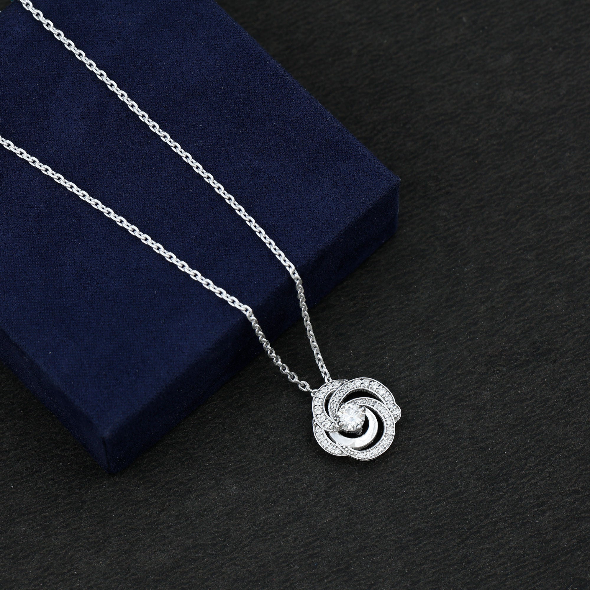 Lab Grown Diamond Prong Set Flower Pendant Necklace Lab - ( EF-VS ) - Rosec Jewels