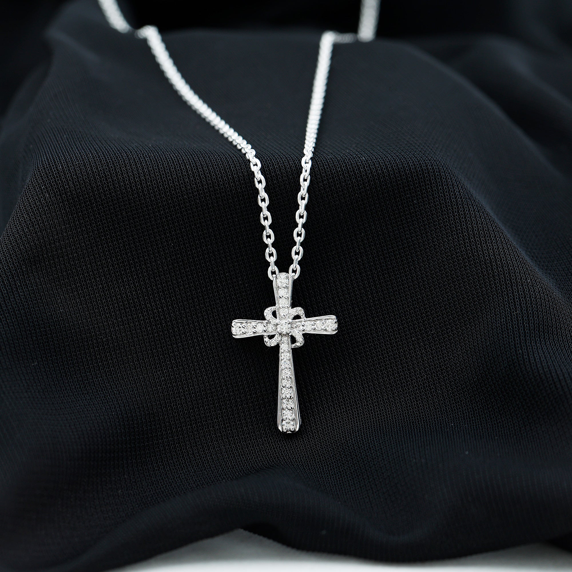 Lab Grown Diamond Catholic Cross Necklace Lab - ( EF-VS ) - Rosec Jewels