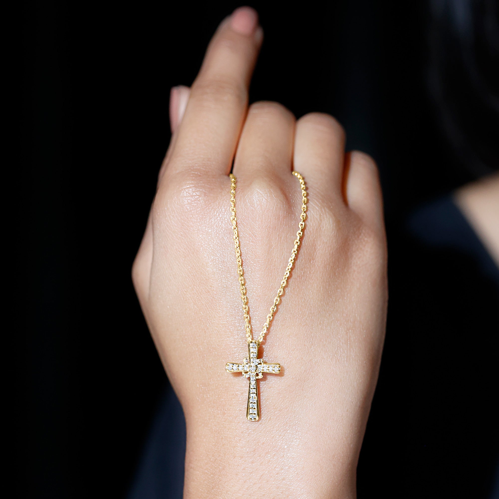 Lab Grown Diamond Catholic Cross Necklace Lab - ( EF-VS ) - Rosec Jewels