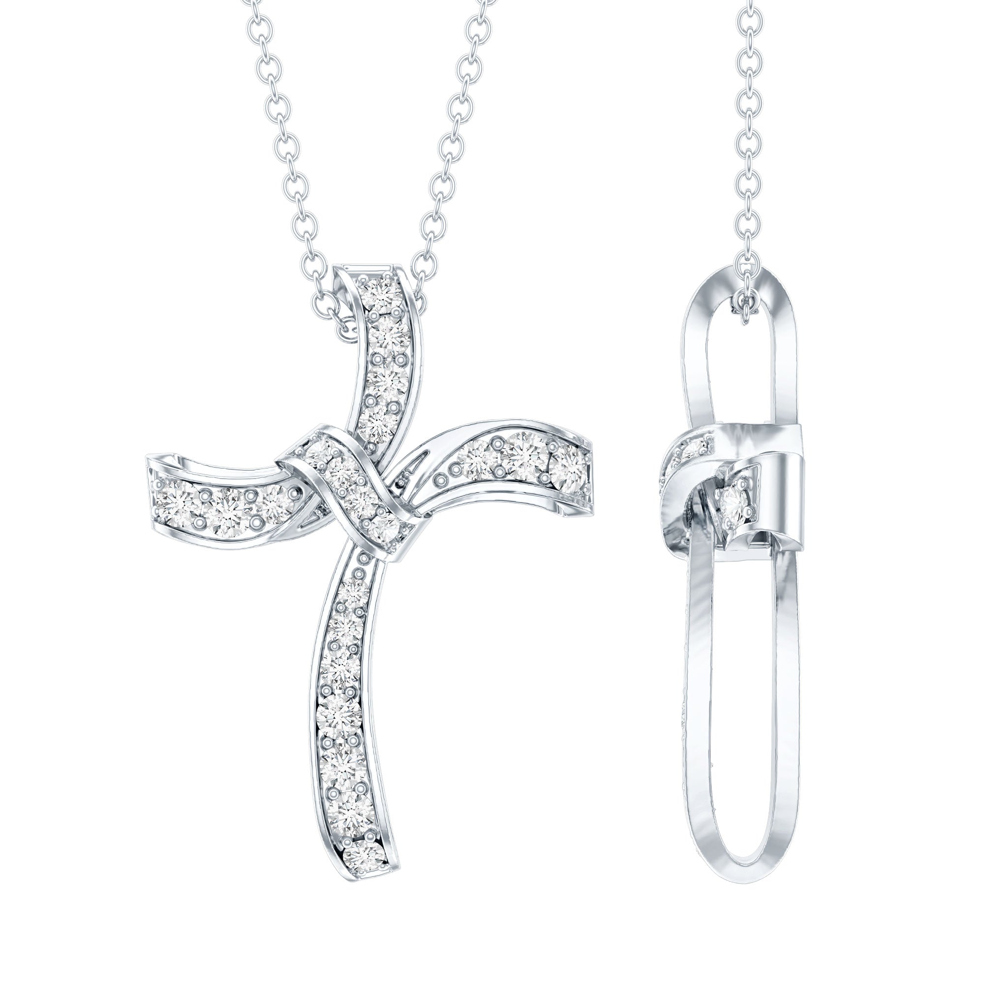 Certified Lab Grown Diamond Catholic Cross Pendant Lab - ( EF-VS ) - Rosec Jewels