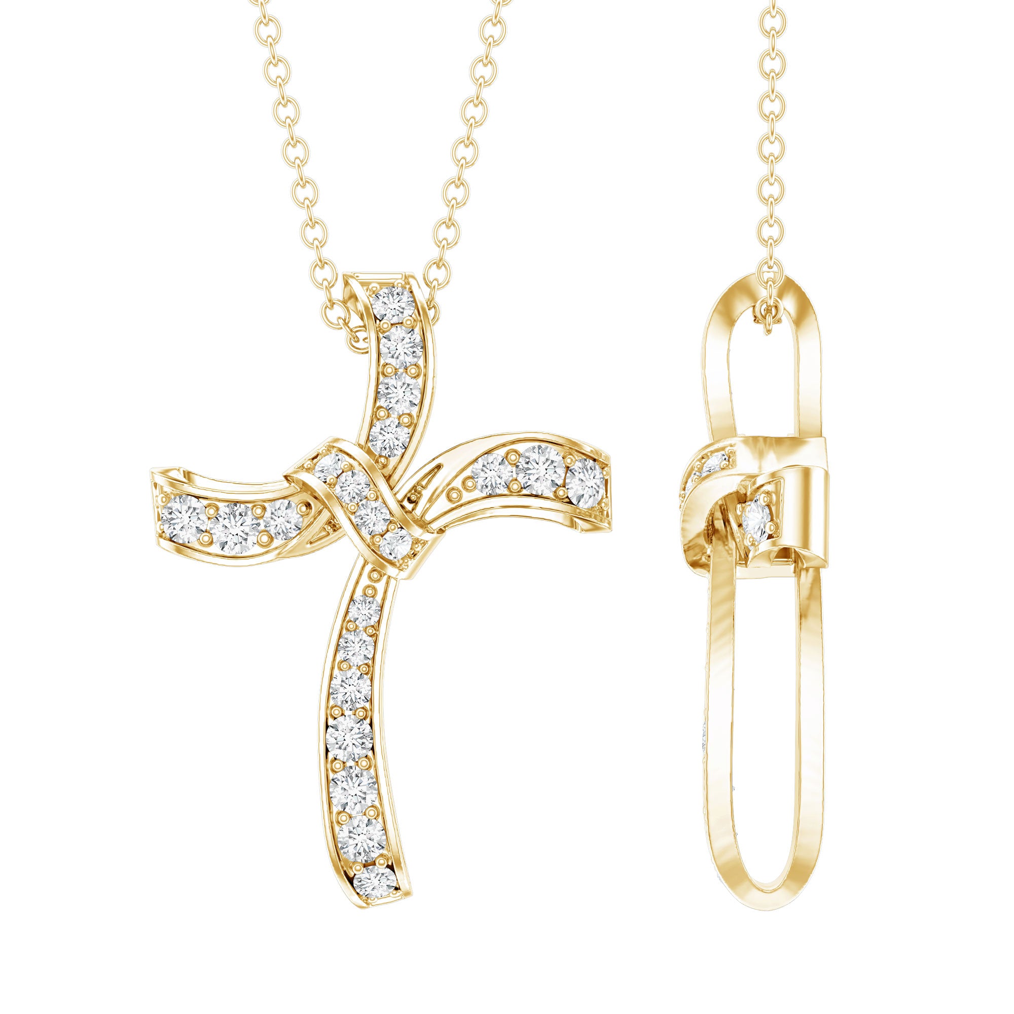 Certified Lab Grown Diamond Catholic Cross Pendant Lab - ( EF-VS ) - Rosec Jewels