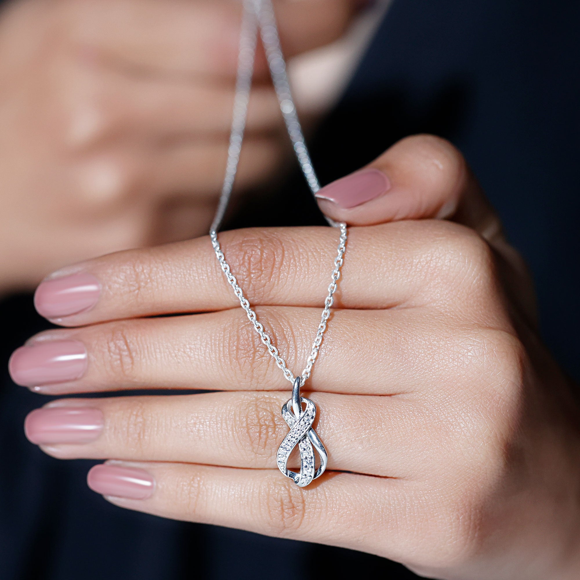 Certified Lab Grown Diamond Infinity Loop Necklace Lab - ( EF-VS ) - Rosec Jewels