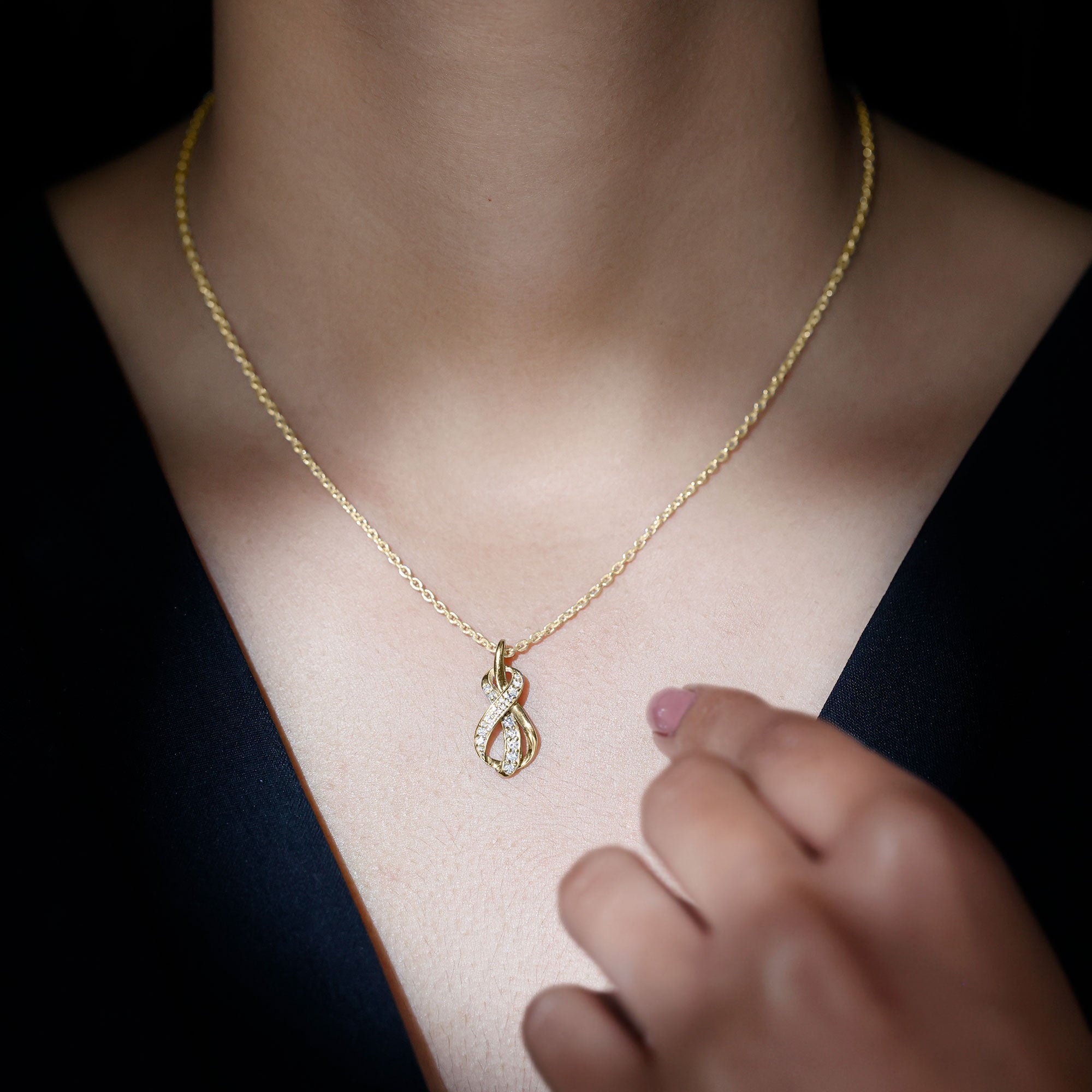 Certified Lab Grown Diamond Infinity Loop Necklace Lab - ( EF-VS ) - Rosec Jewels