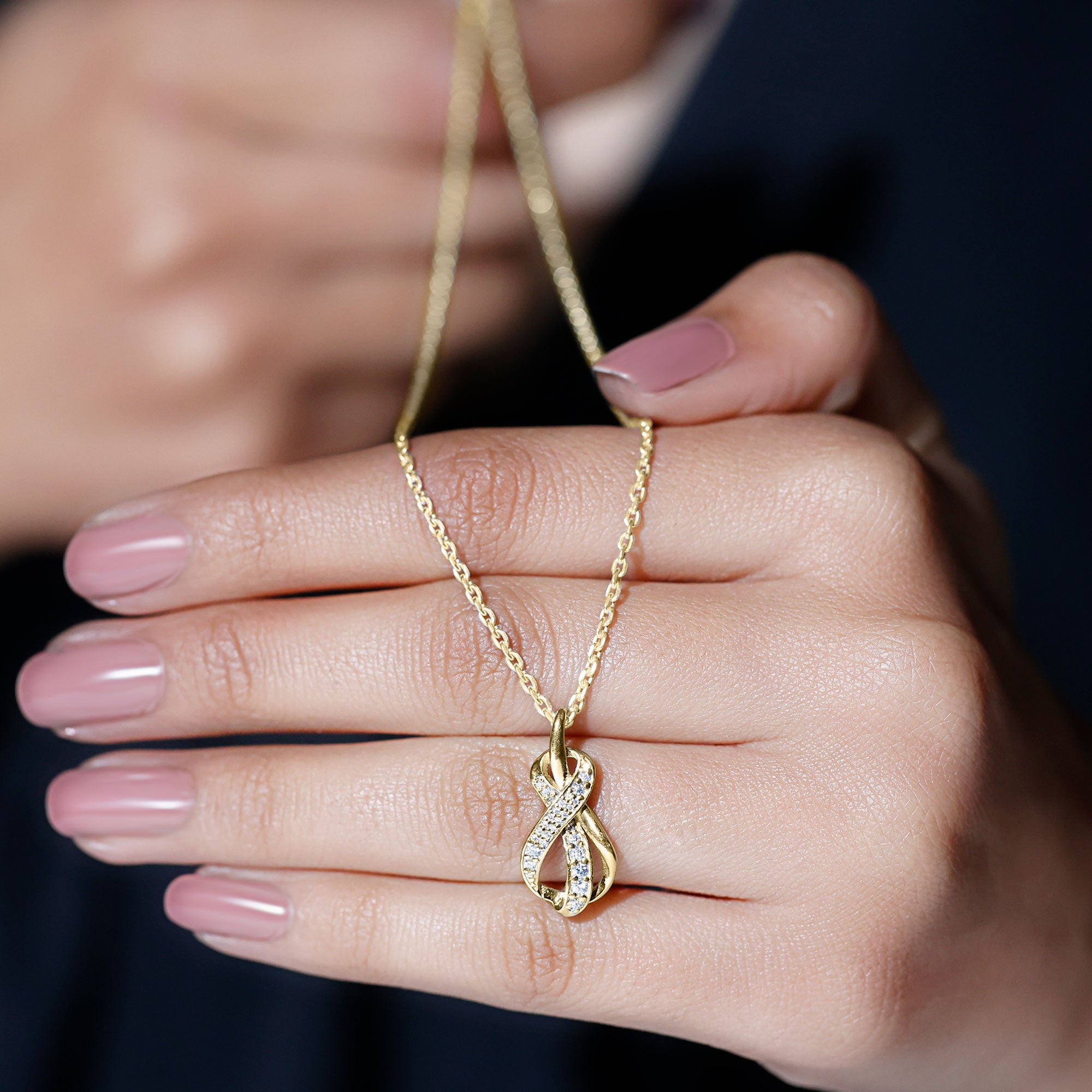 Certified Lab Grown Diamond Infinity Loop Necklace Lab - ( EF-VS ) - Rosec Jewels